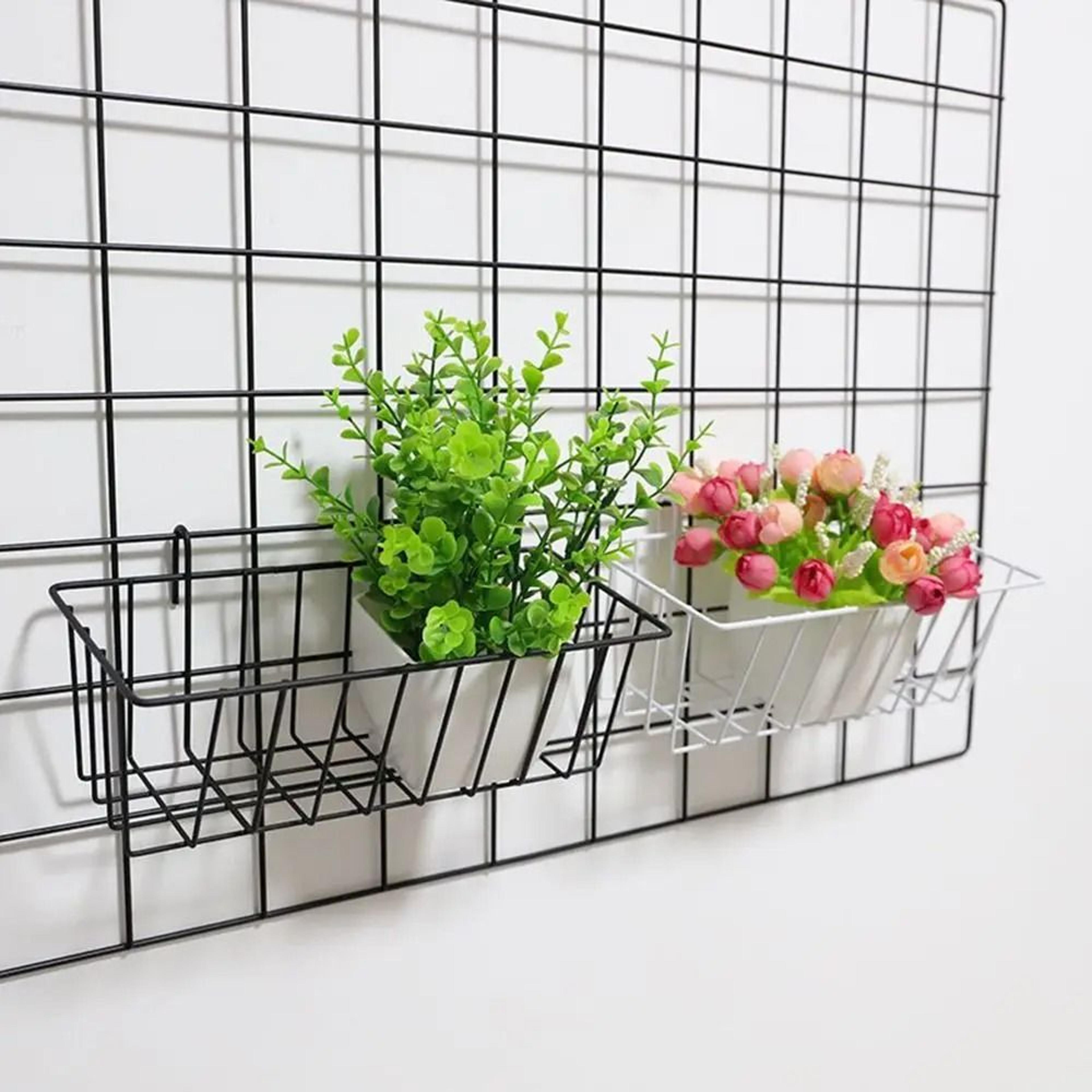 Multifunctional Wire Grid Panel Hanging Storage Basket  DIY Wall Organizer 1