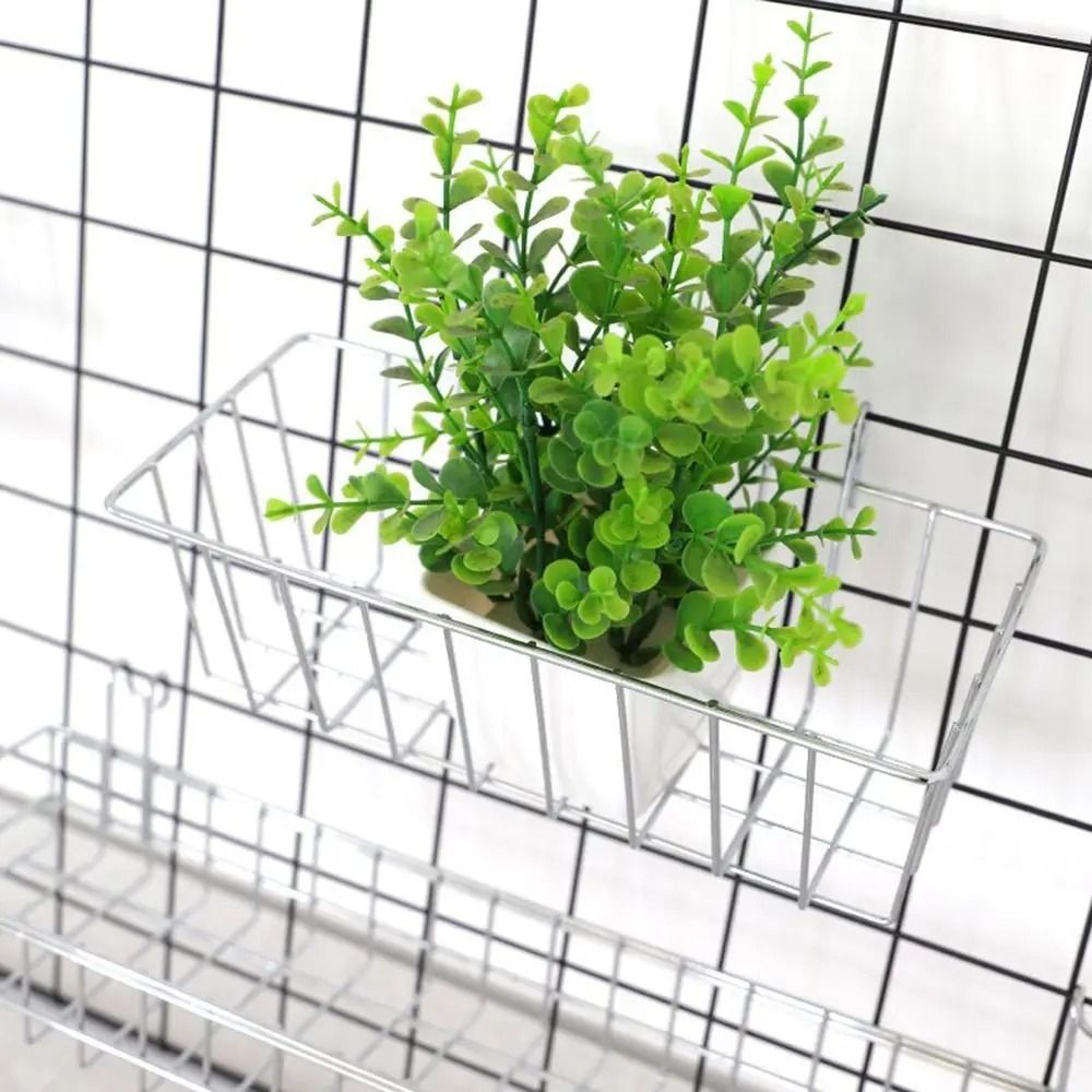 Multifunctional Wire Grid Panel Hanging Storage Basket  DIY Wall Organizer 2