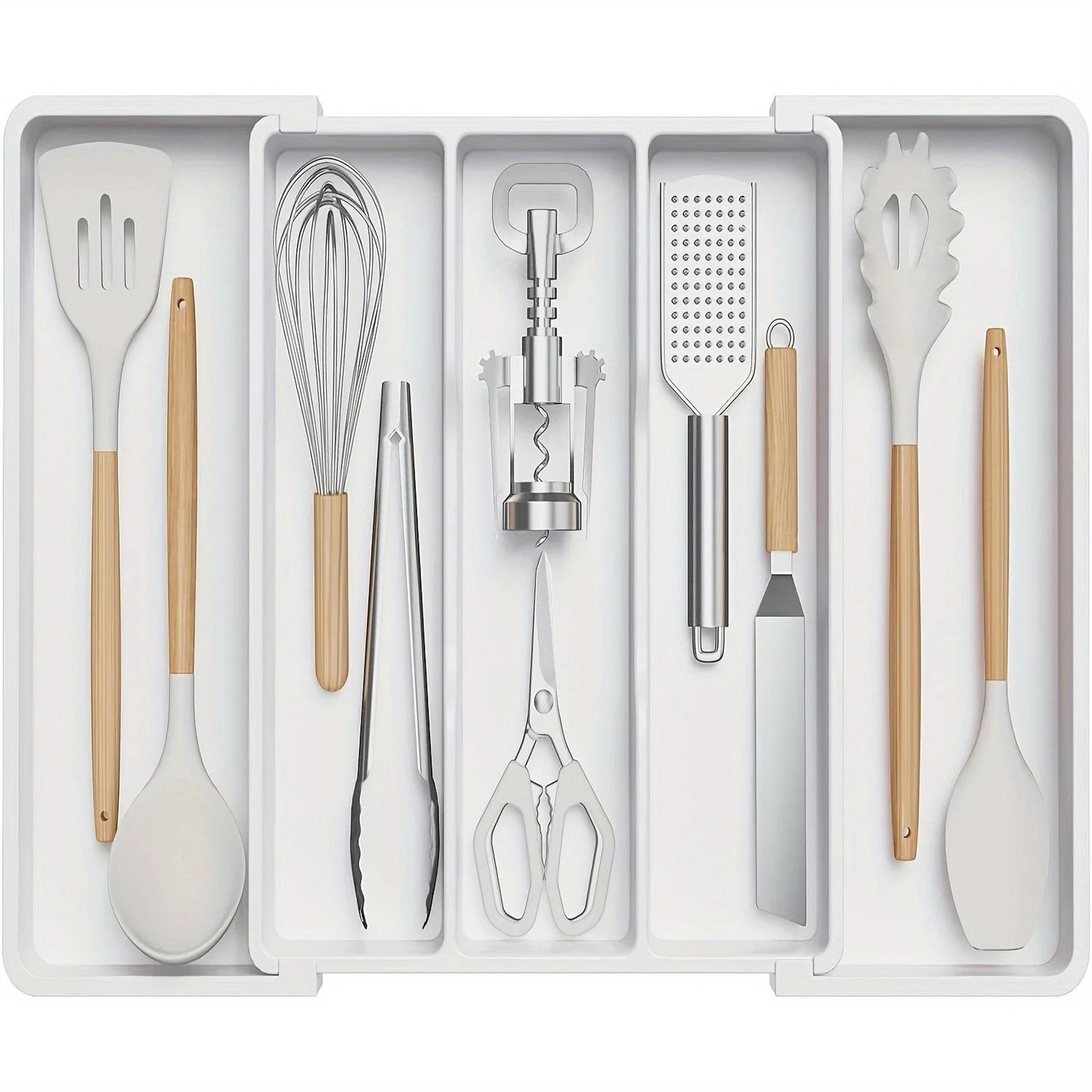 Expandable  Adjustable Large Plastic Kitchen Utensil Organizer  Cutlery Holder  Tool Divider 7