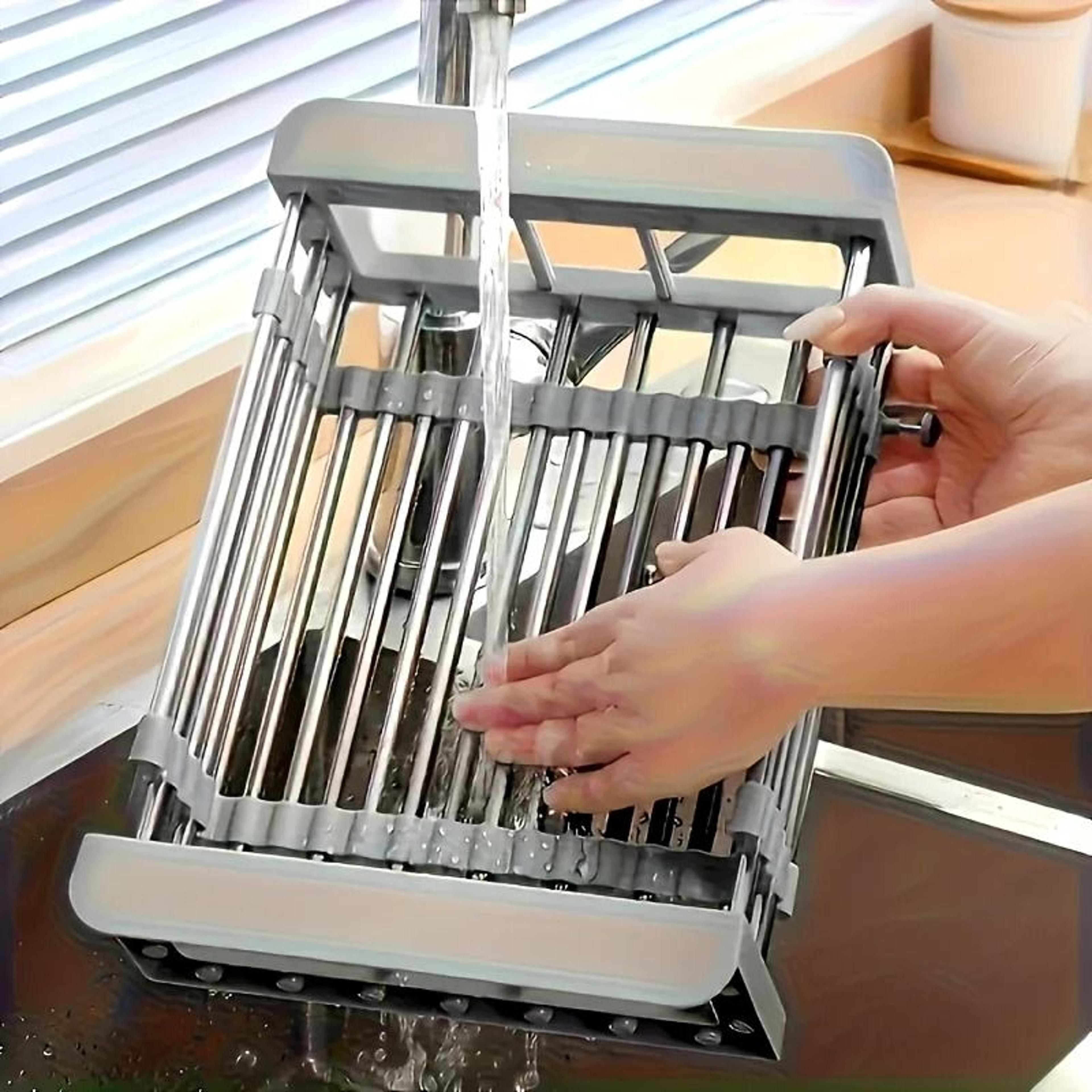 Retractable Stainless Steel Kitchen Sink Drain Rack  Over The Sink Dish Drying Basket 1