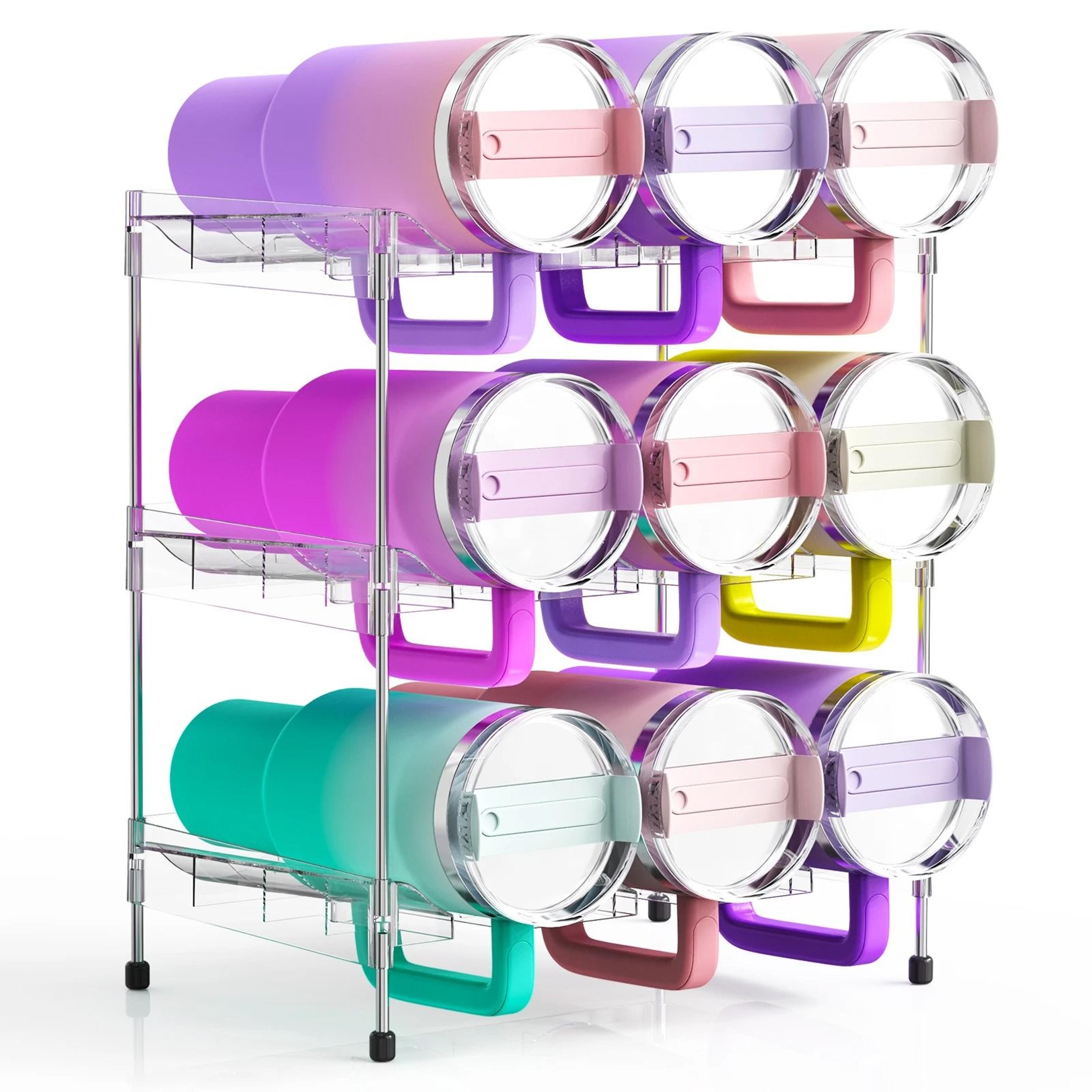 Stackable Water Bottle Organizer  Tumbler Storage Rack 0