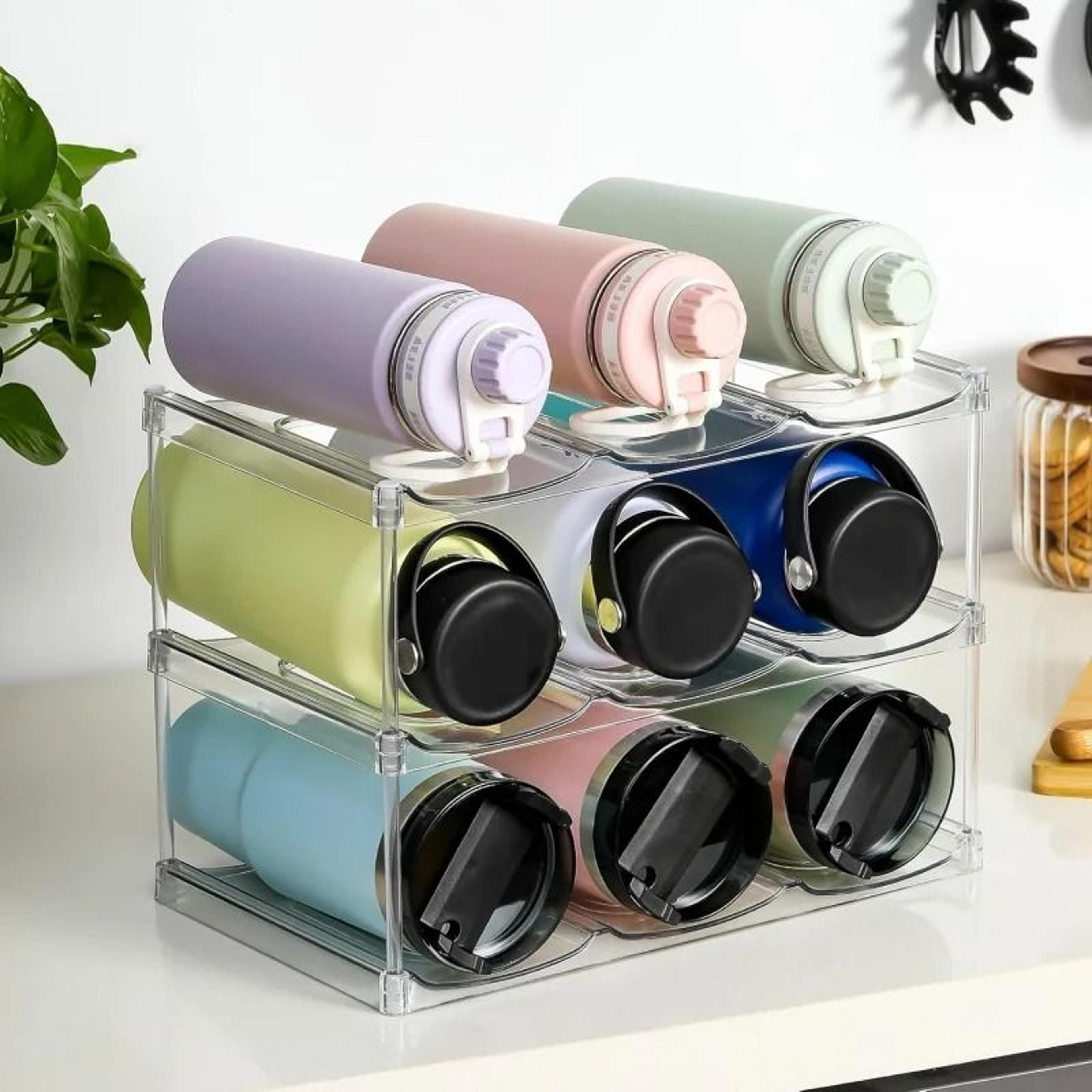 Stackable Large Capacity Water Bottle Storage Rack  Large Diameter Insulated Cup Holder 0