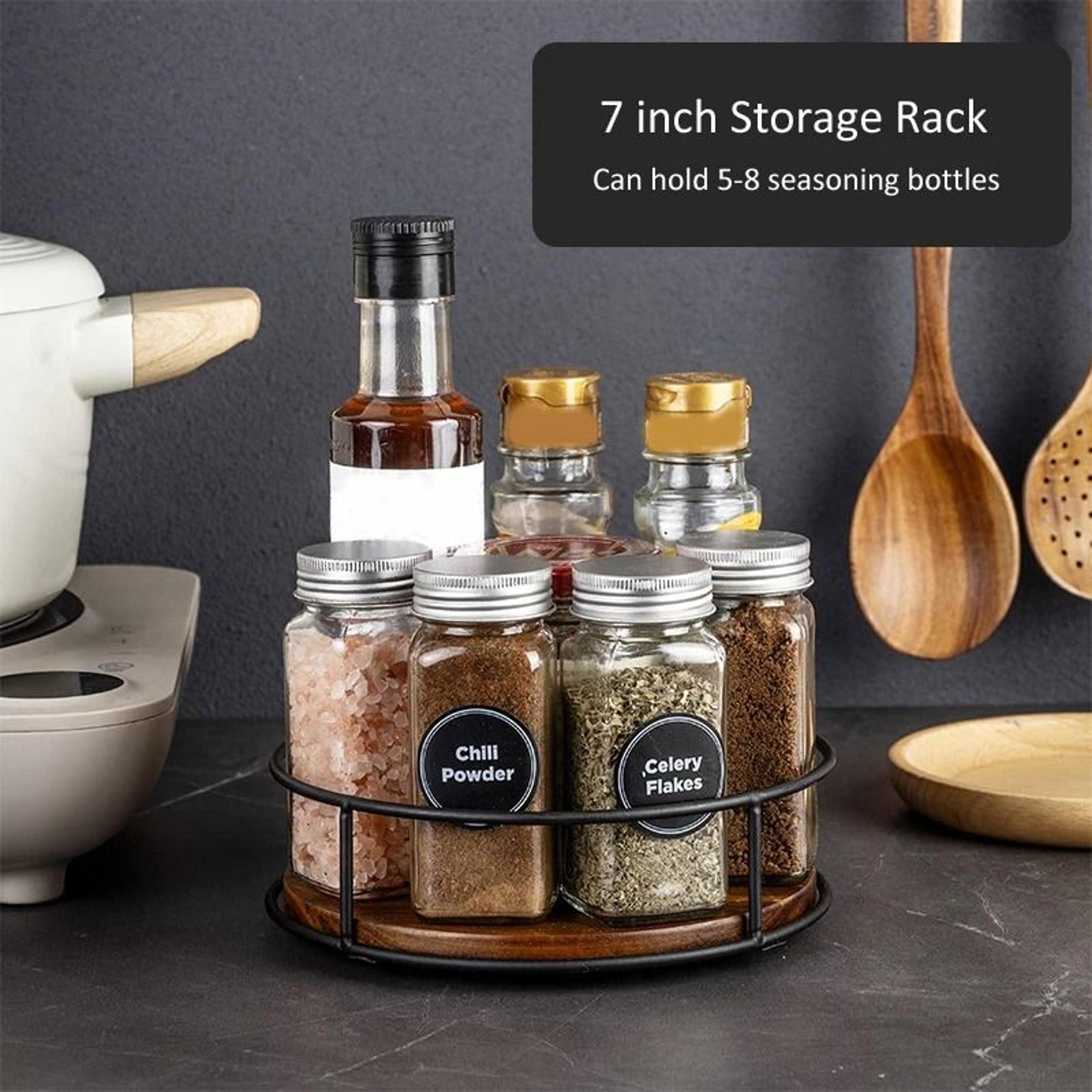 Kitchen 360Degree Rotating Storage Rack  Lazy Susan Wooden Tray Organizer 7
