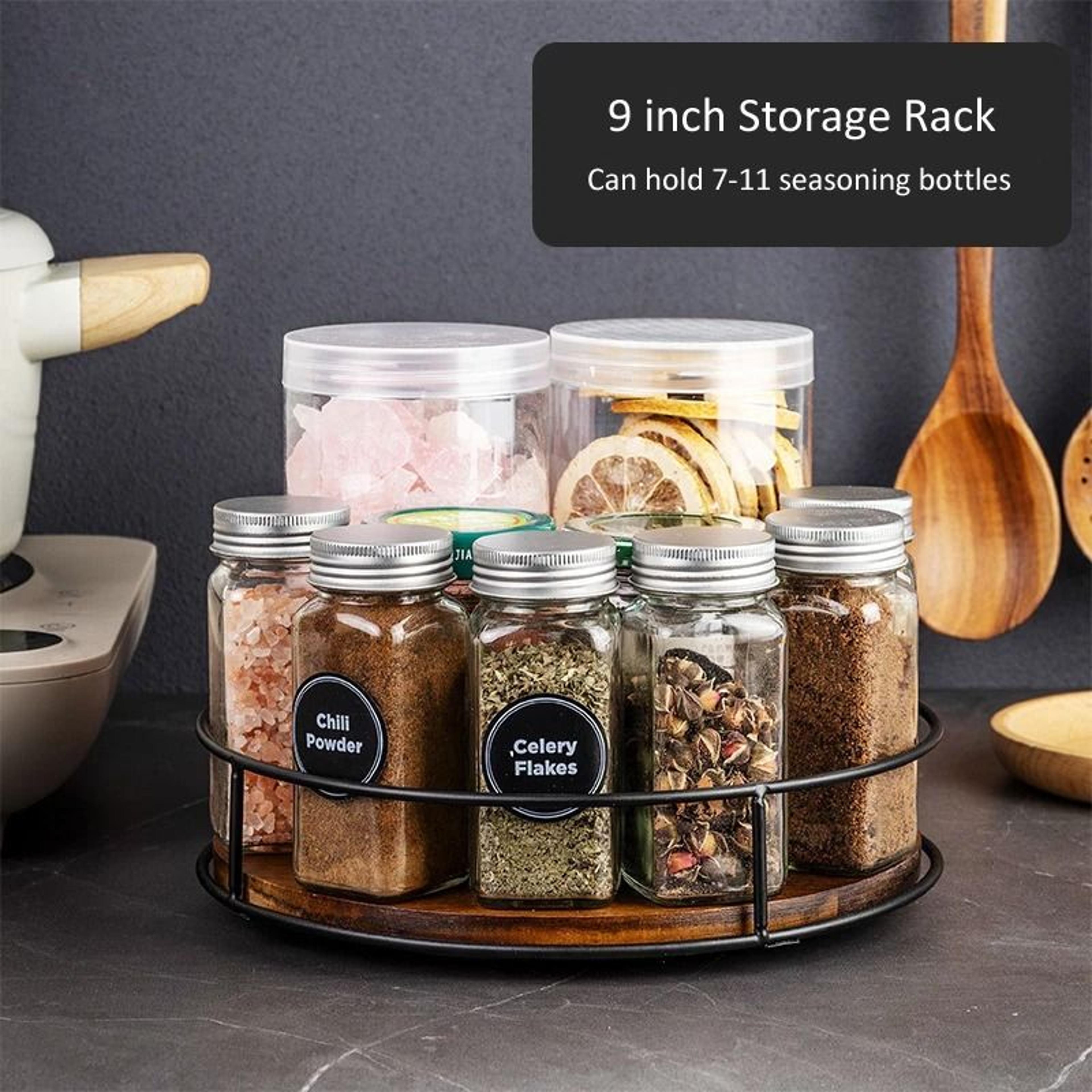 Kitchen 360Degree Rotating Storage Rack  Lazy Susan Wooden Tray Organizer 8