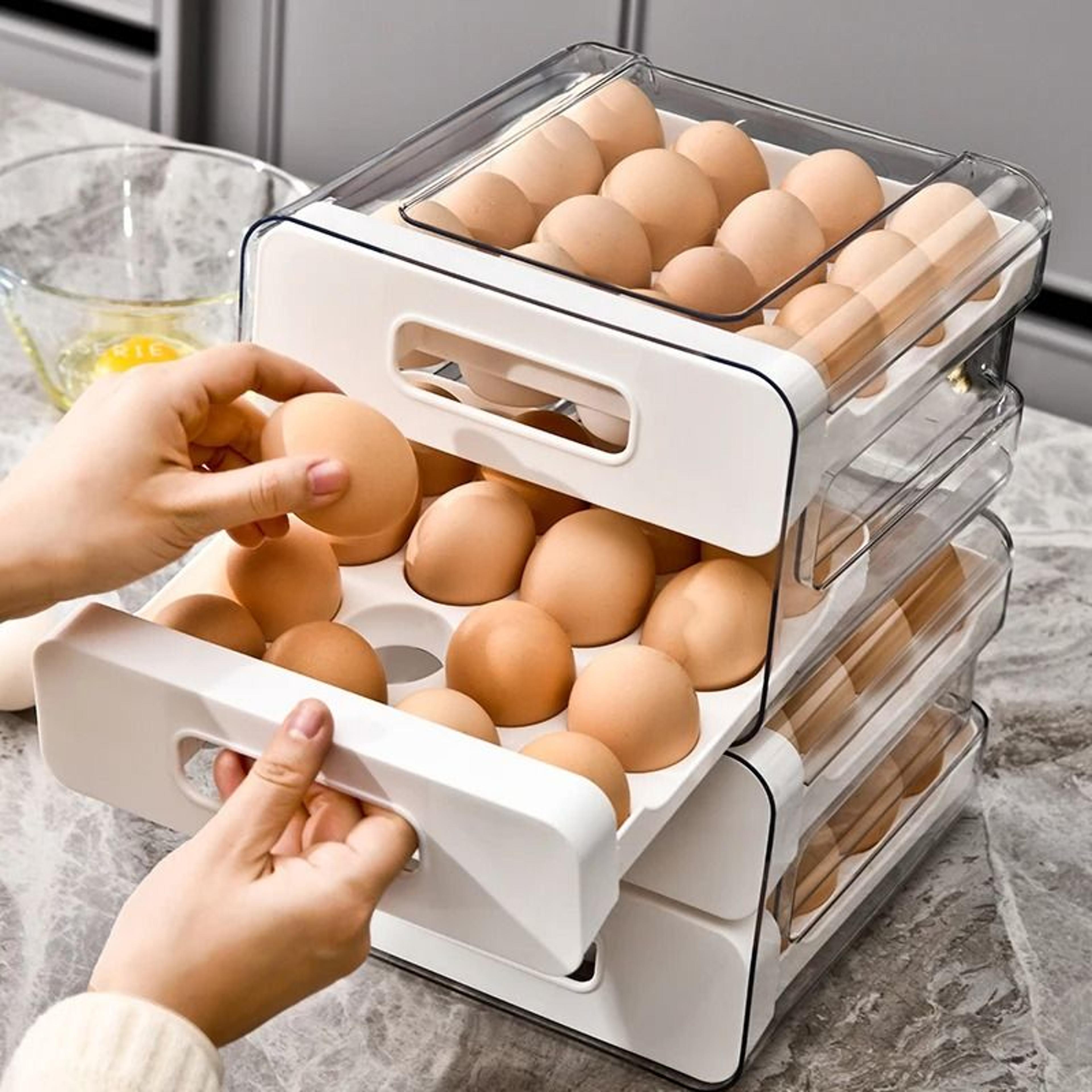 2Drawer Stackable Egg Tray  SlideOut Refrigerator Storage Box 3
