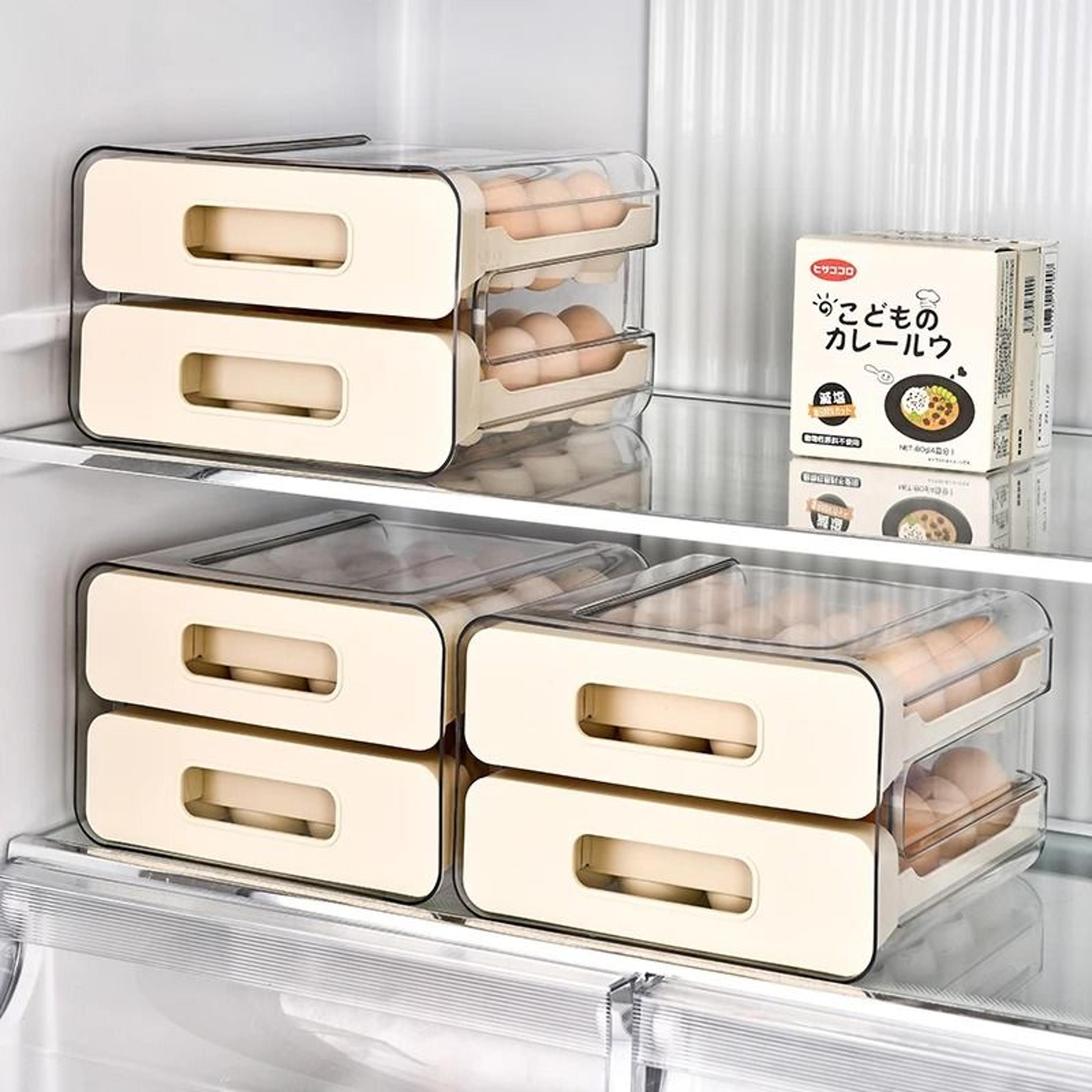 2Drawer Stackable Egg Tray  SlideOut Refrigerator Storage Box 5