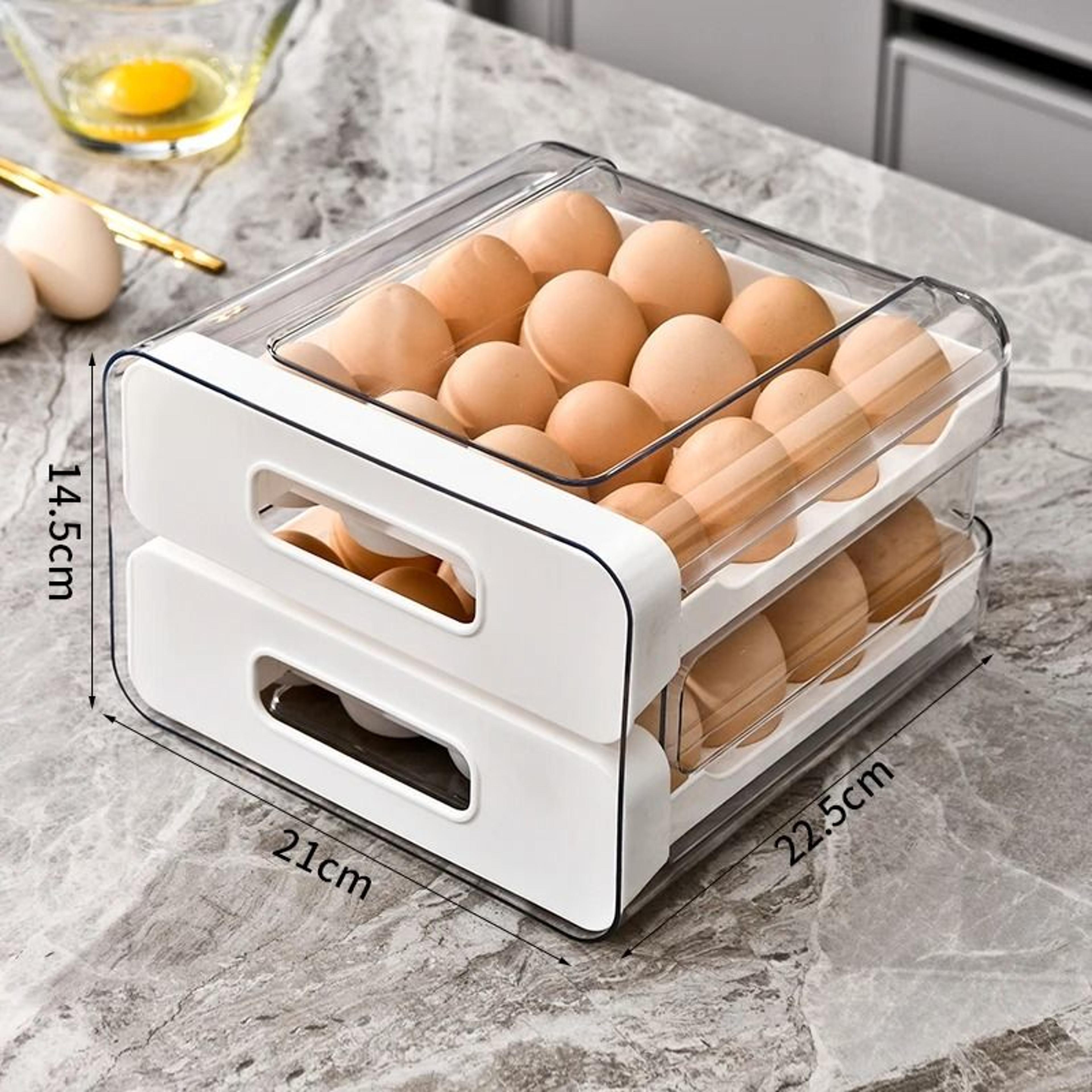 2Drawer Stackable Egg Tray  SlideOut Refrigerator Storage Box 6