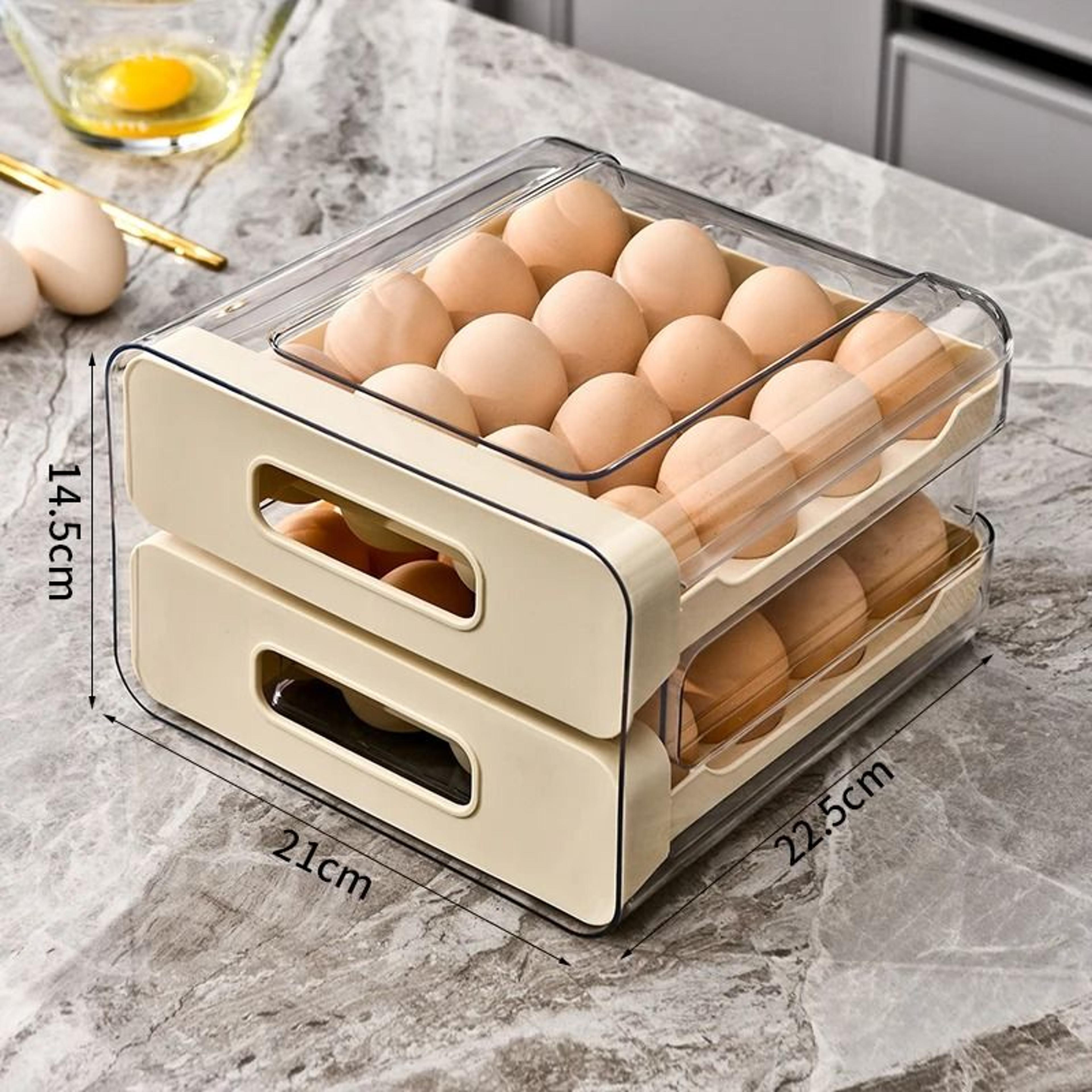 2Drawer Stackable Egg Tray  SlideOut Refrigerator Storage Box 7