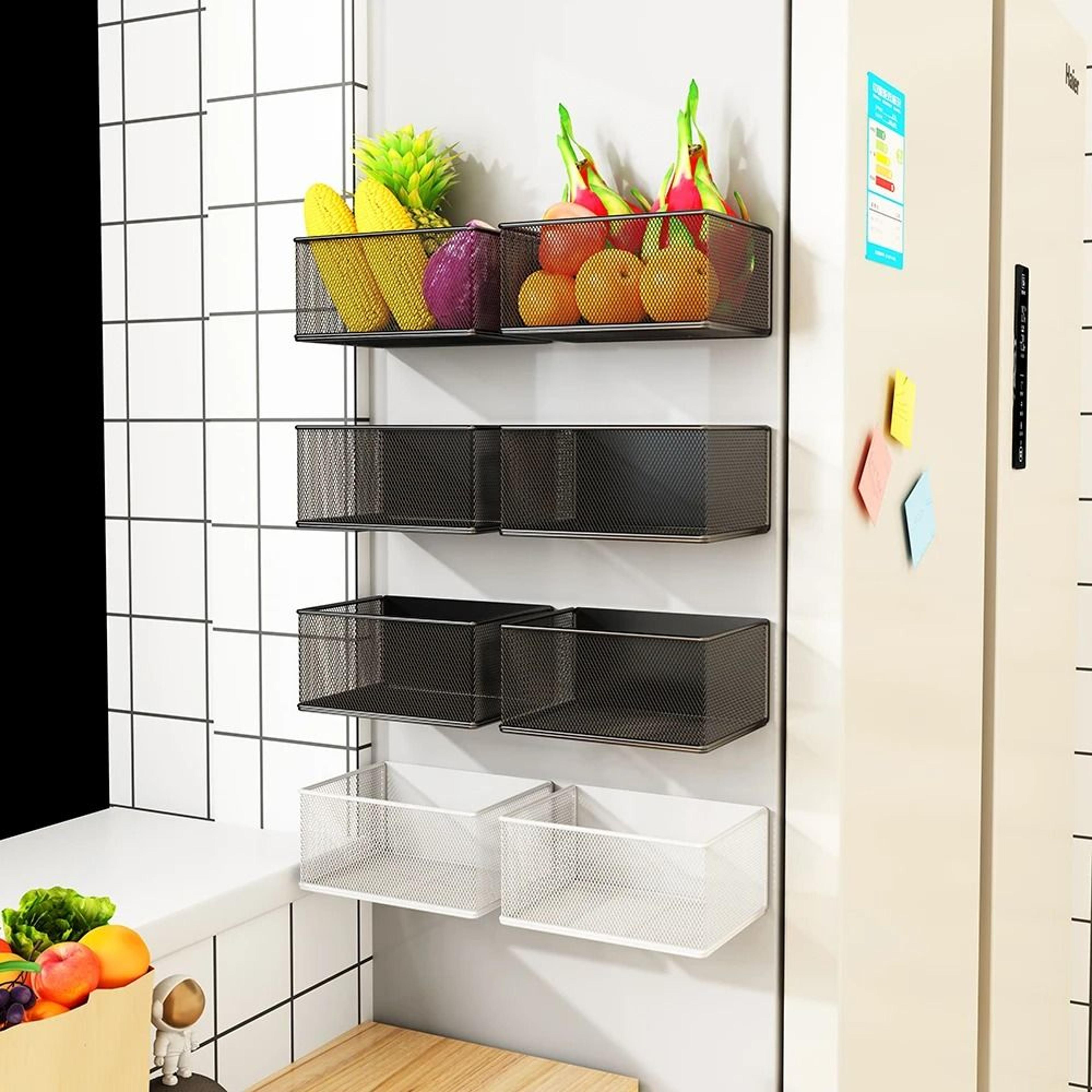 Refrigerator Magnetic Storage Shelf  Hanging Mesh Organizer Basket 0