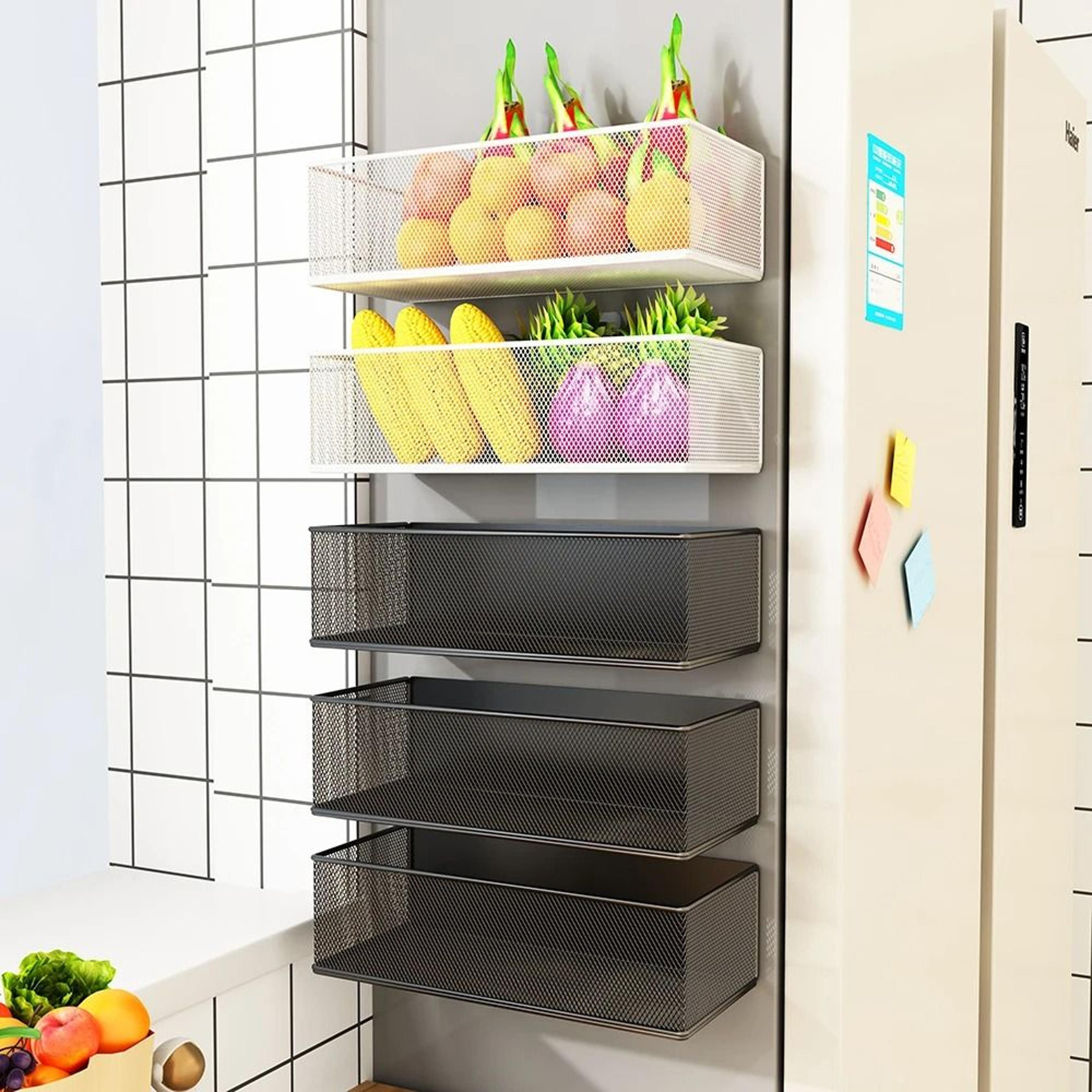 Refrigerator Magnetic Storage Shelf  Hanging Mesh Organizer Basket 1