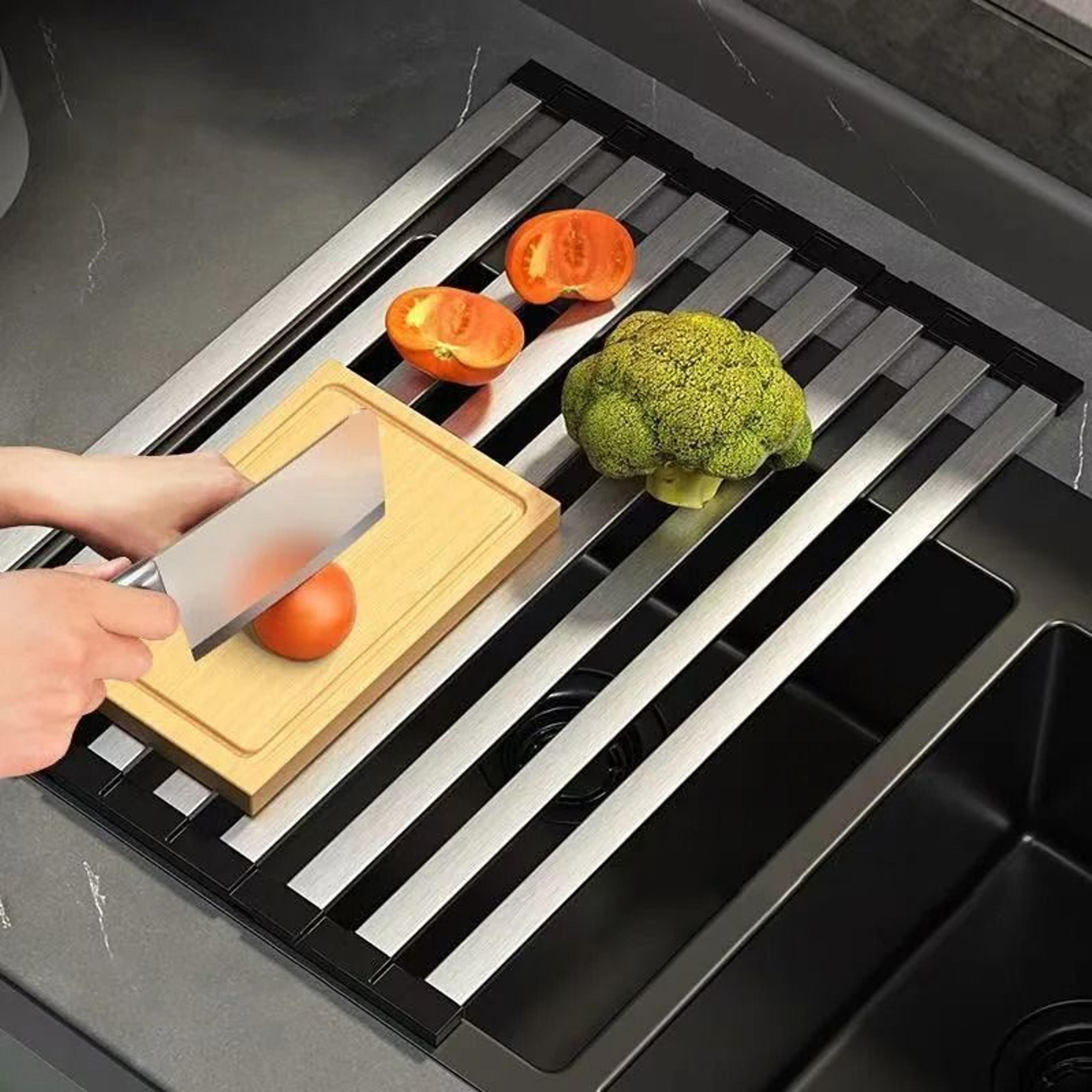304 stainless steel foldable over-the-sink kitchen dish drying rack