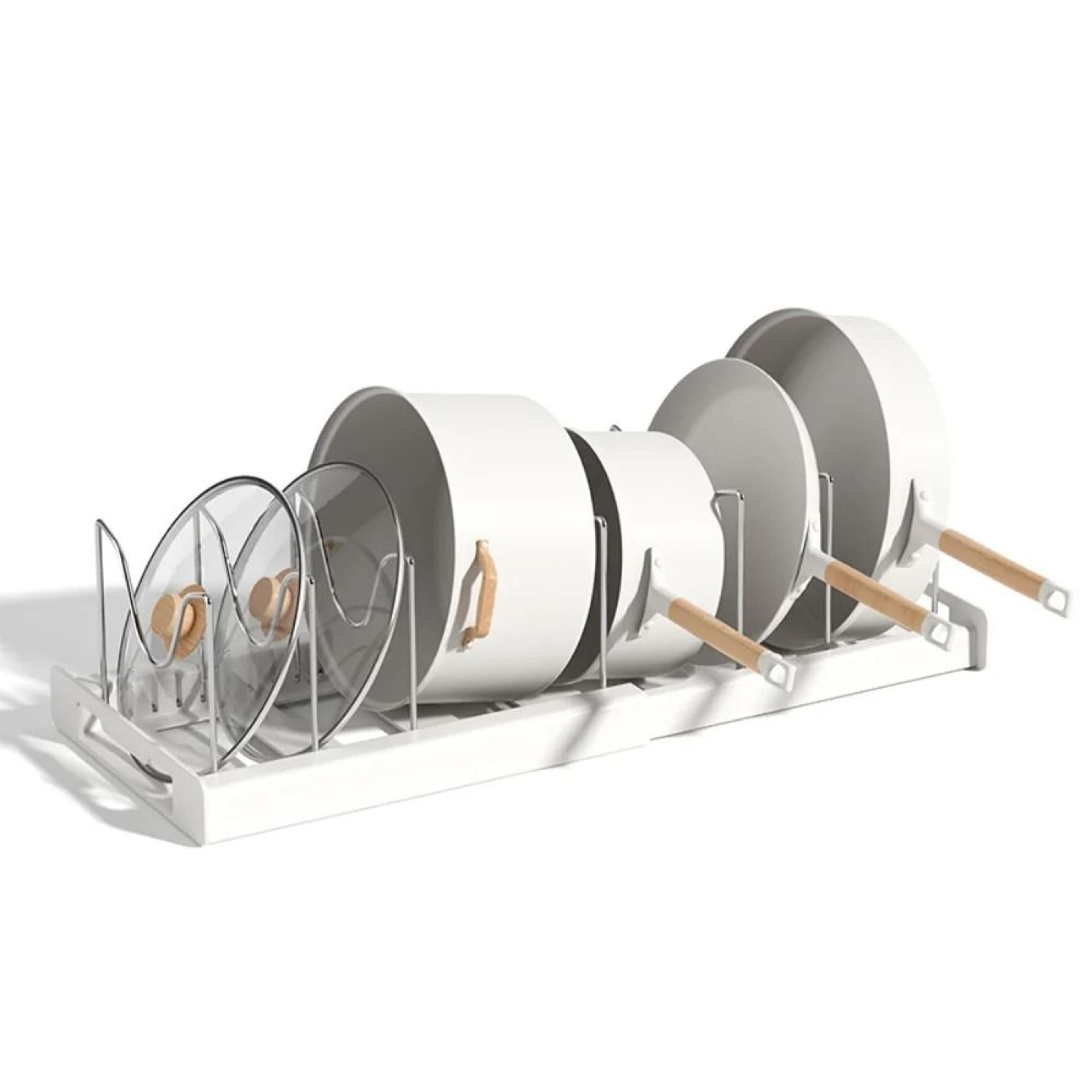 Expandable Kitchen Pot And Pan Storage Rack  Adjustable Organizer Lid Holder 6