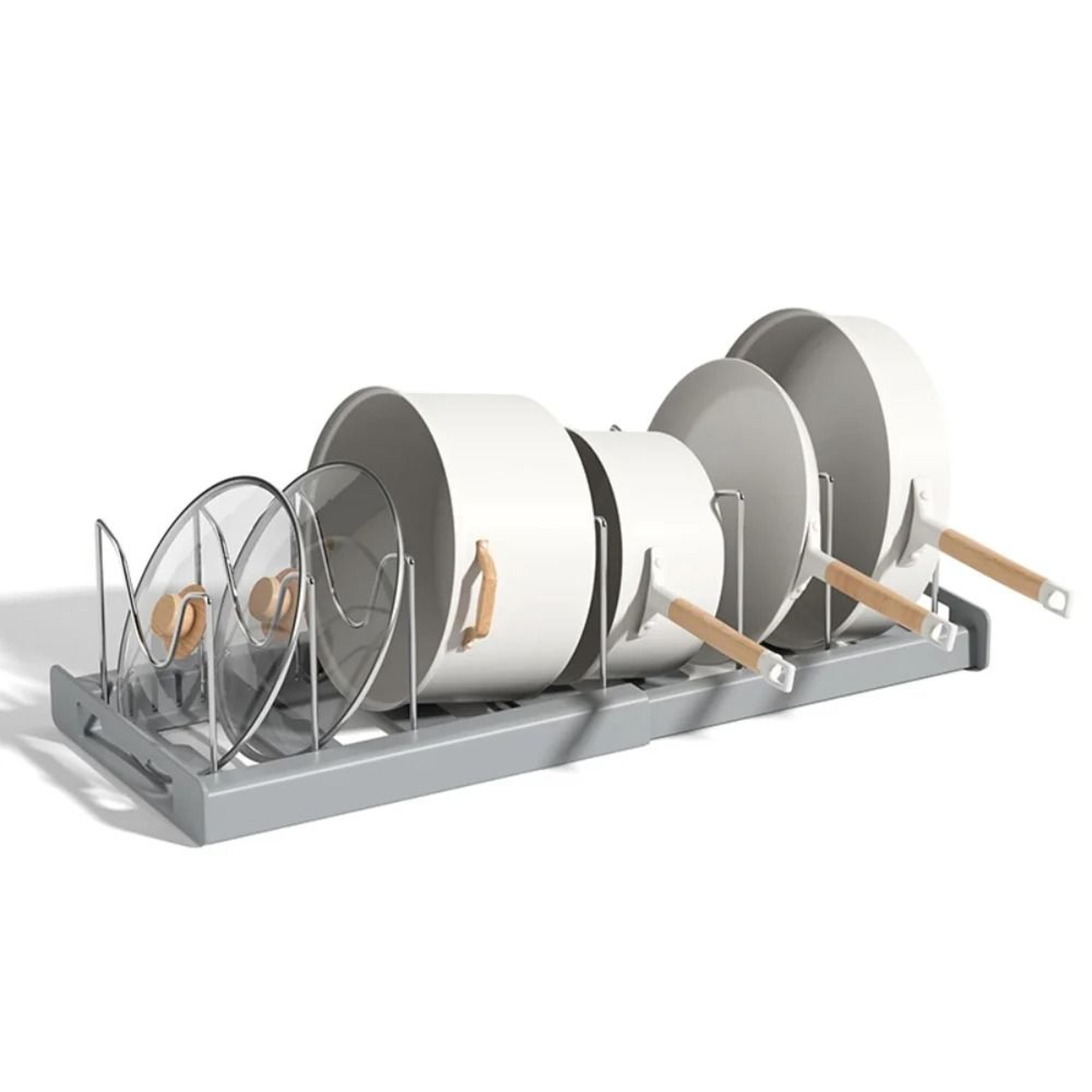 Expandable Kitchen Pot And Pan Storage Rack  Adjustable Organizer Lid Holder 7