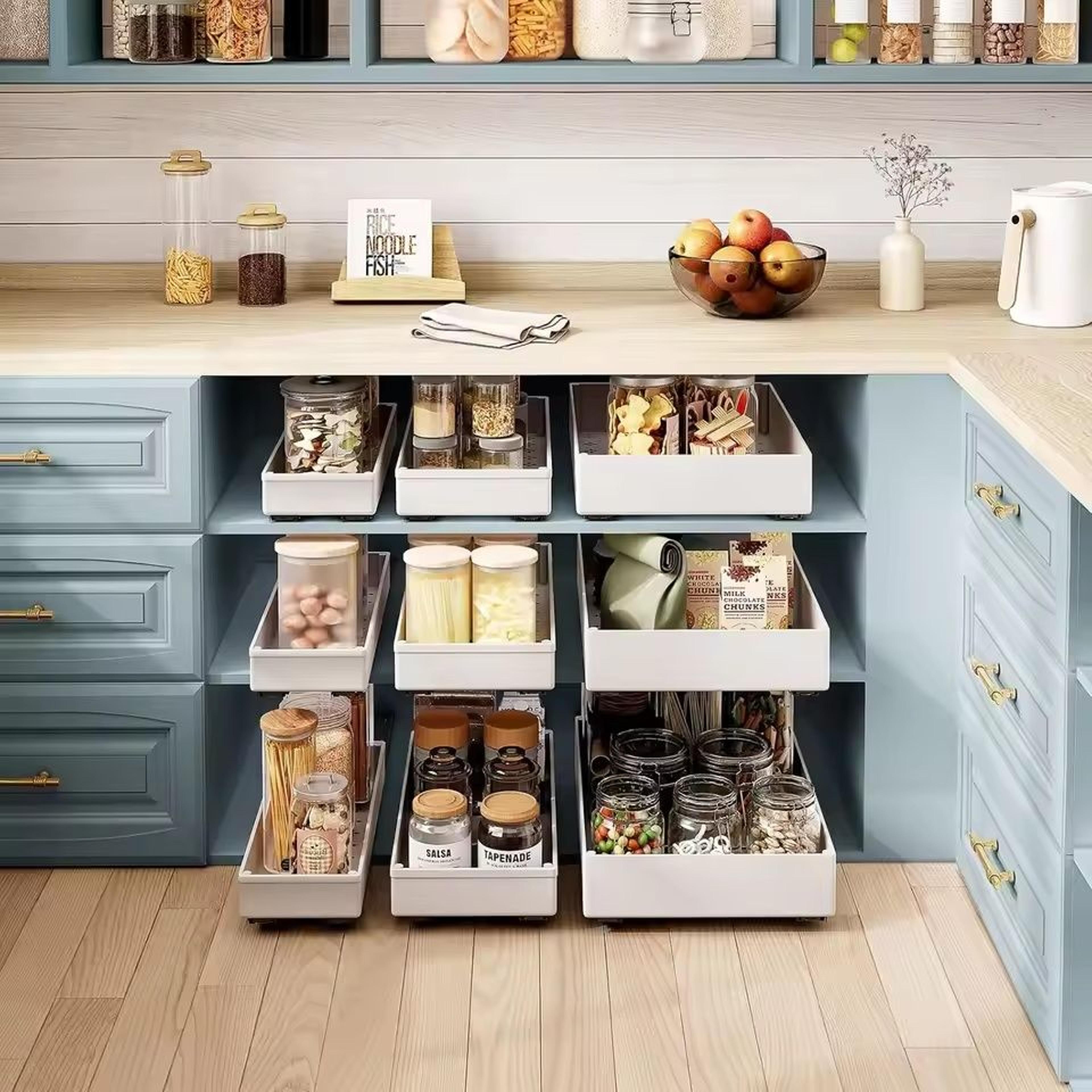 Kitchen Organizer PullOut Cabinet Storage Rack  DrawerType Storage Tray With Slide Rails 5