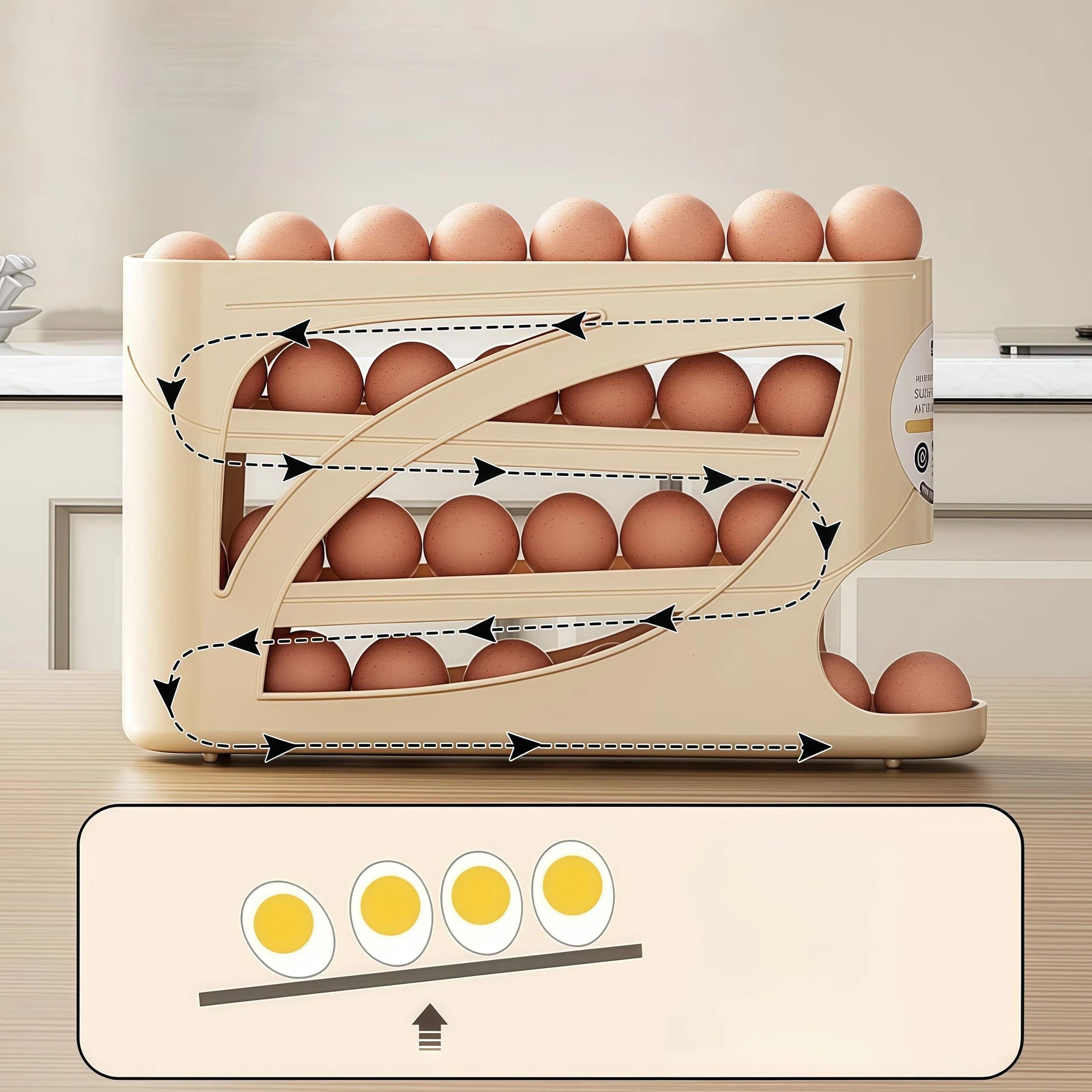 Automatic Rolling Egg Holder For Refrigerator  SpaceSaving Large Capacity Dispenser Rack 2