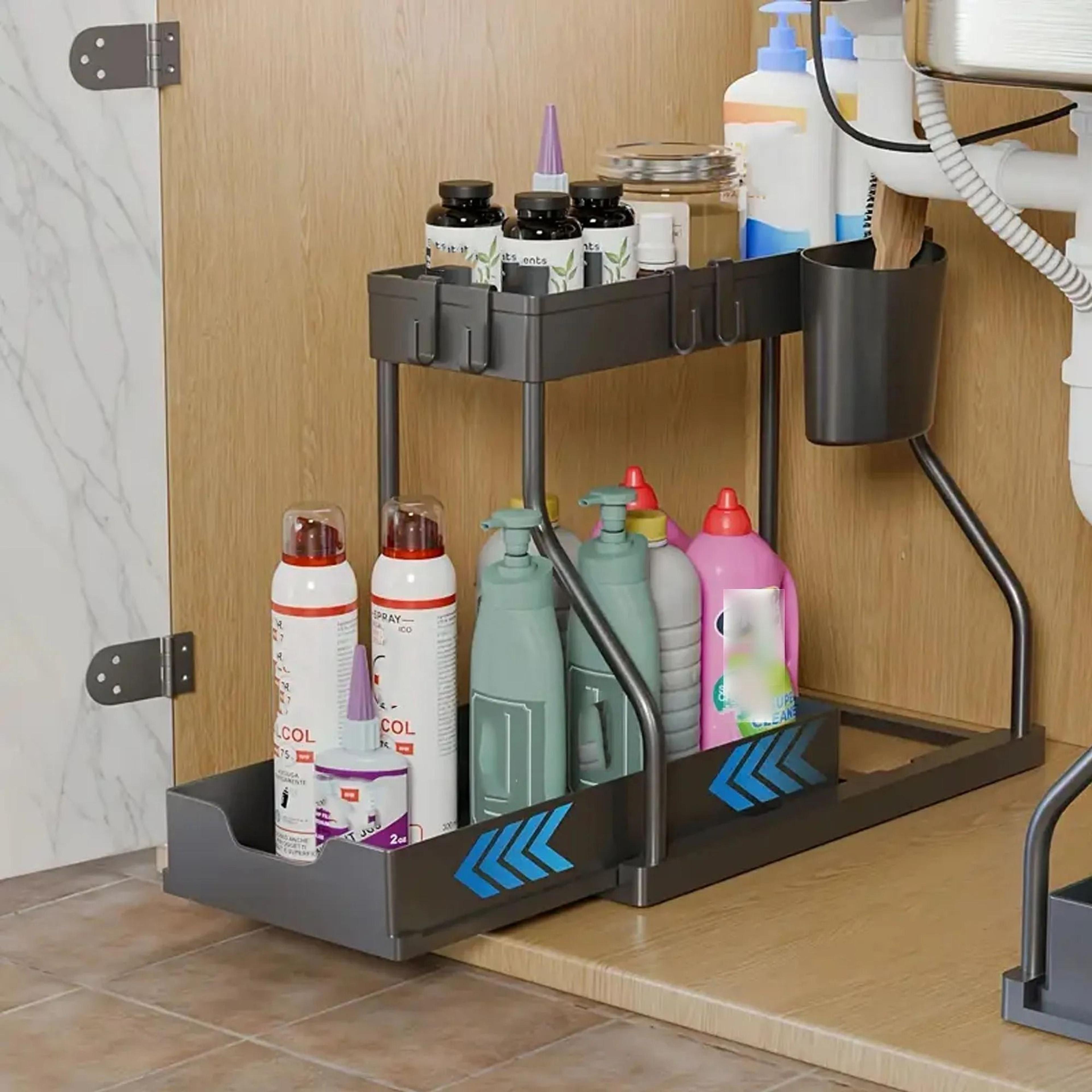 DoubleLayer PullOut Storage Rack  Sliding UnderSink Organizer For Kitchen  Bathroom 1