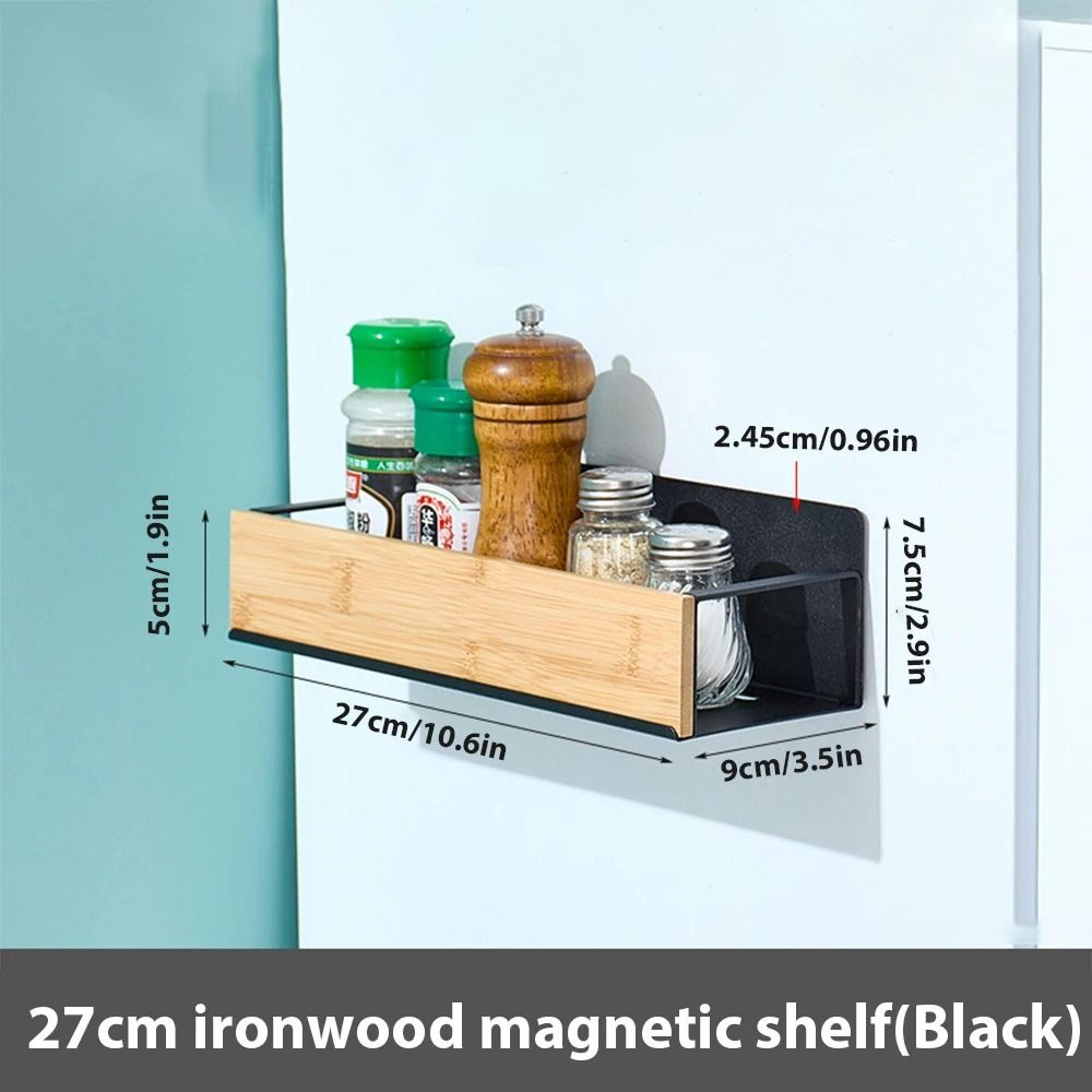 Magnetic Fridge Shelf Spice Storage Rack  Black Iron SpaceSaving Cabinet Organizer 6