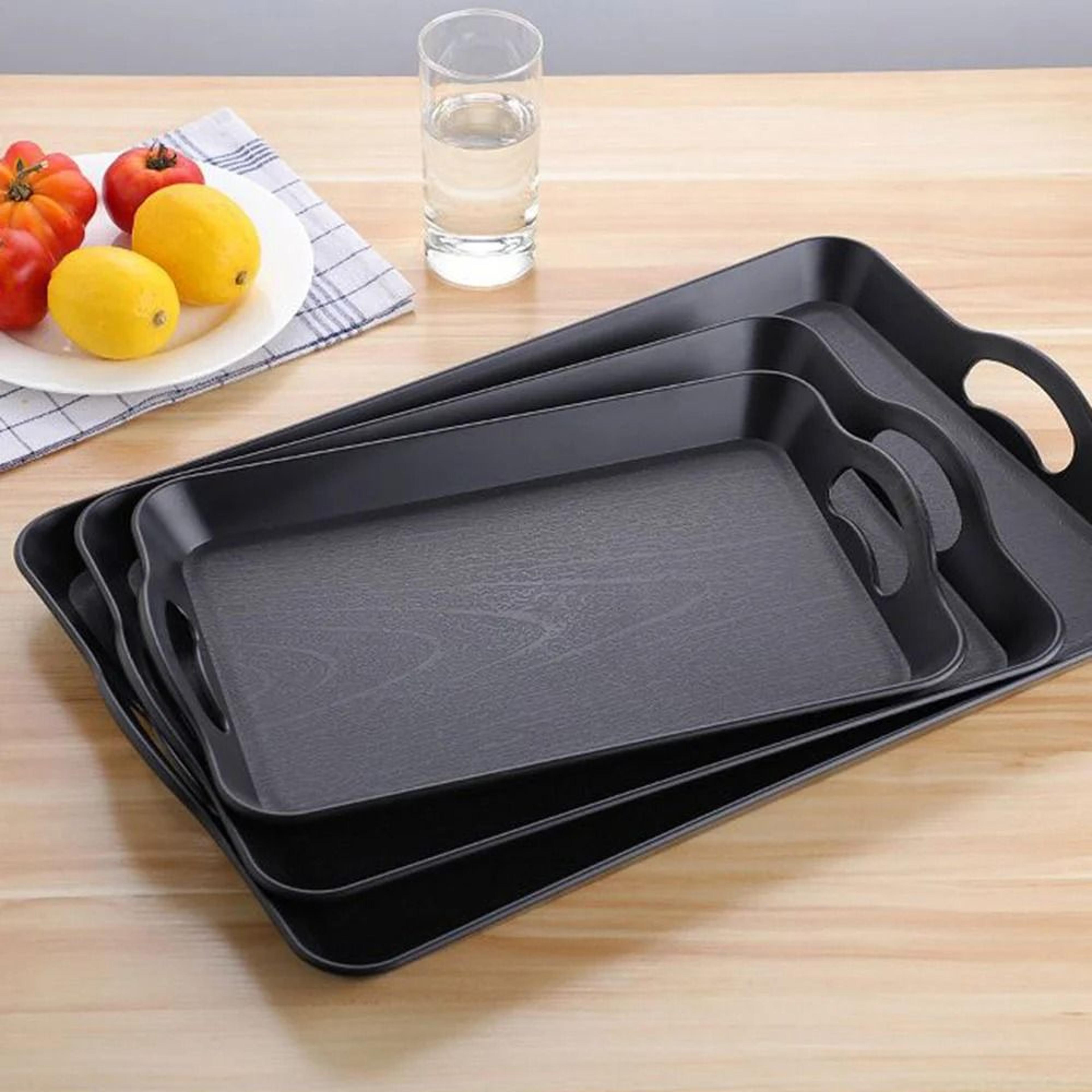 MultiPurpose Serving Tray With Handles  Rectangular AntiSkid Decorative Plastic Food Tray 1