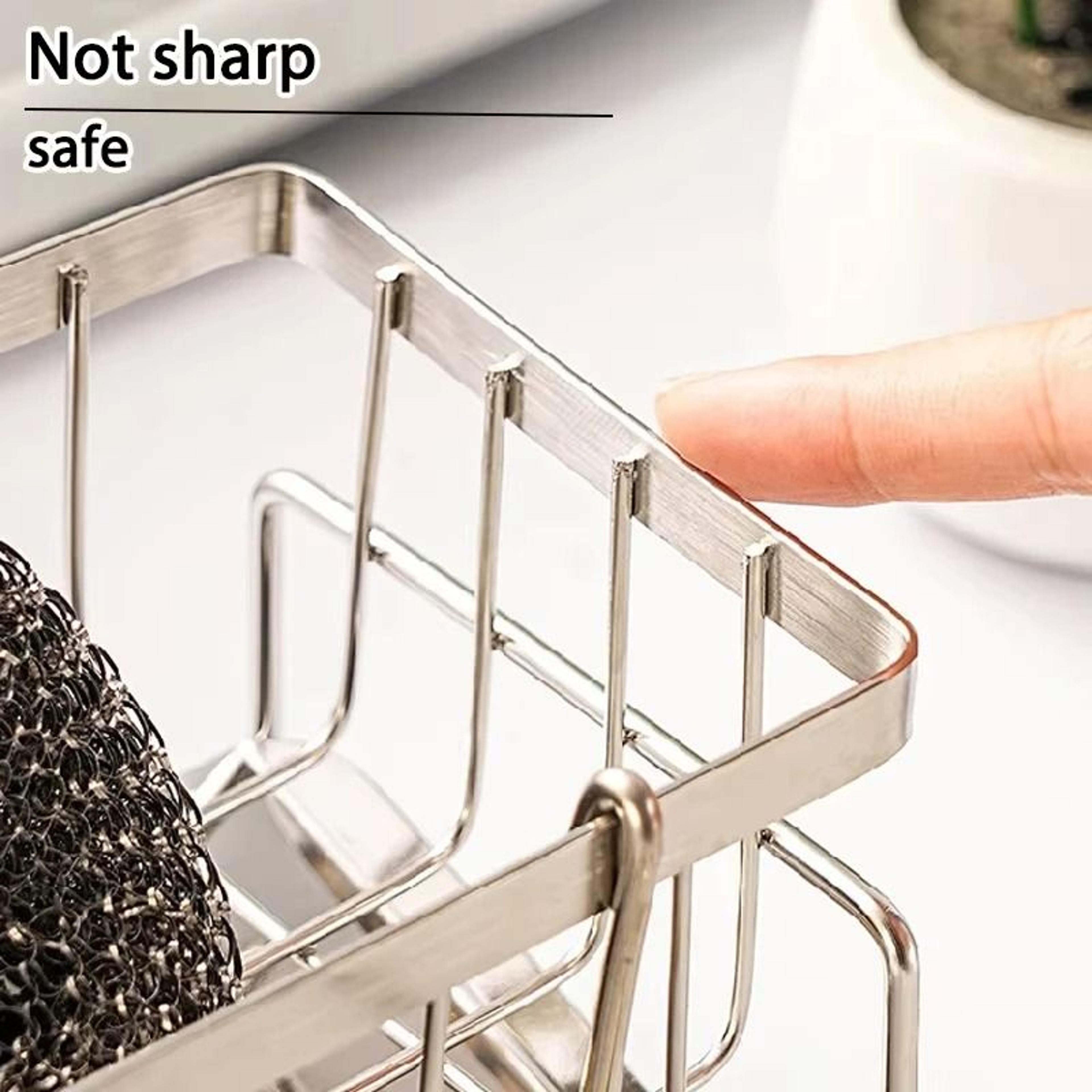 Stainless Steel Kitchen Sink Drain Rack  Multifunctional Sponge Rag  Cleanser Storage Shelf 4