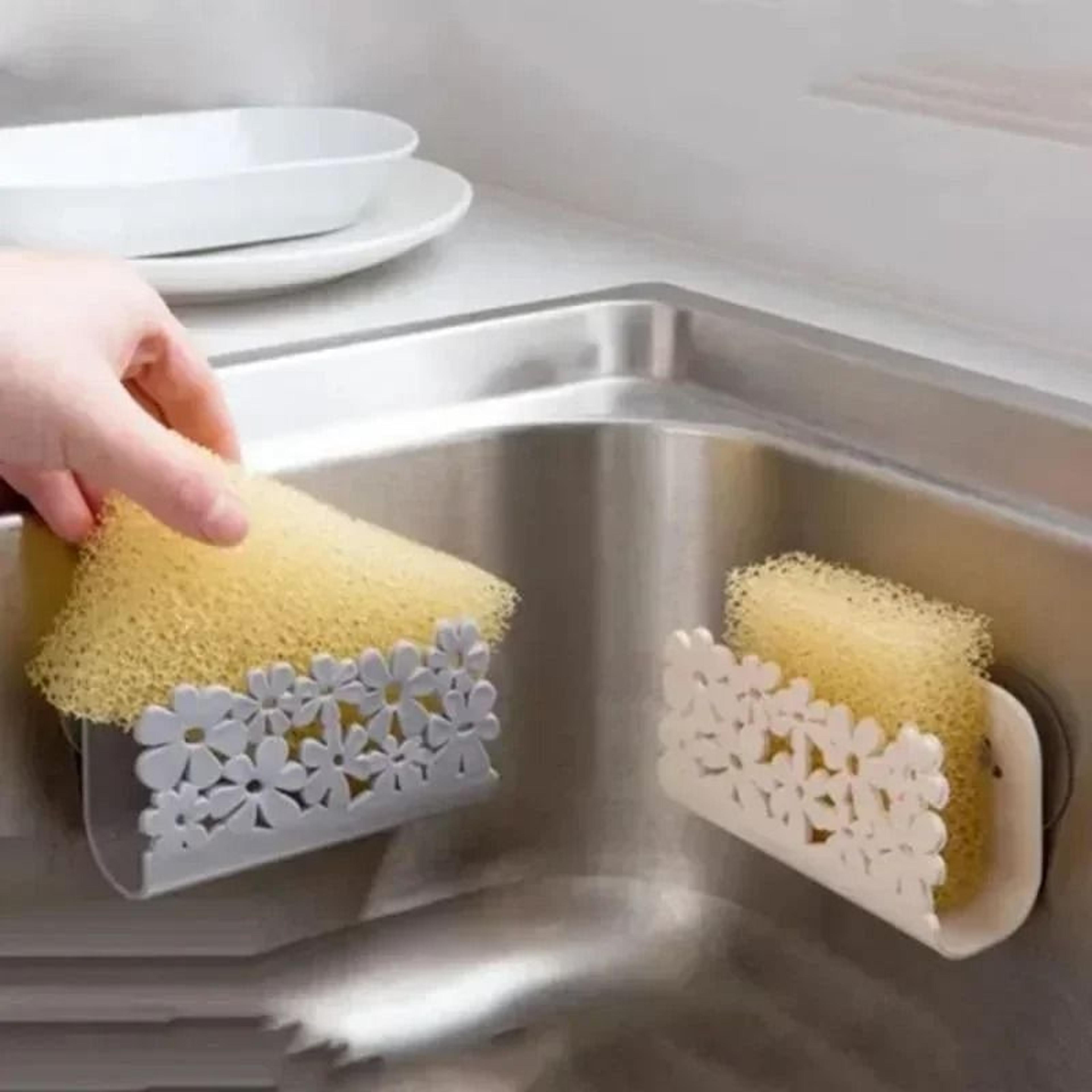 Floral Suction Cup Sponge Holder  Dish Cloth Rack  Compact WallMounted Rag Storage Organizer 5