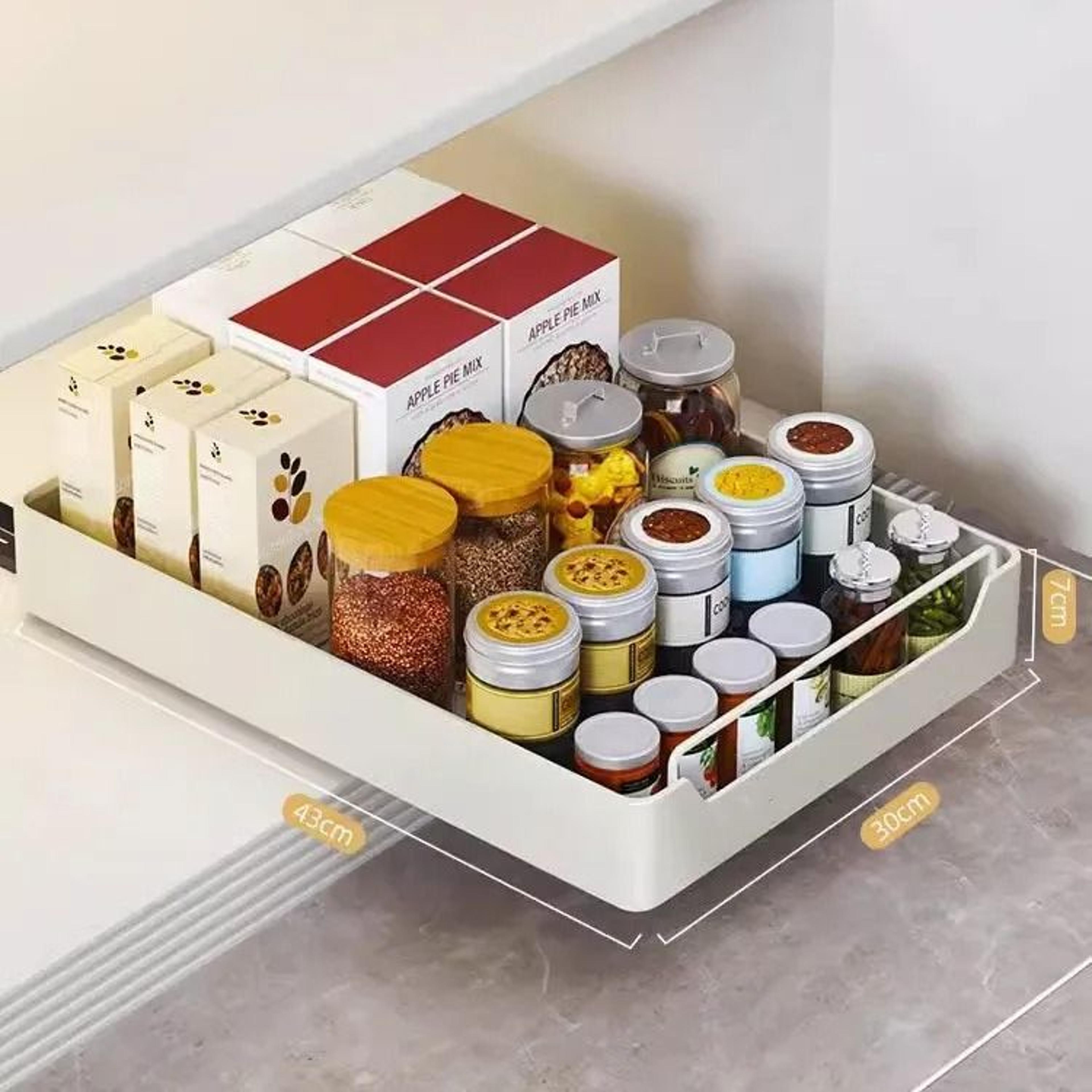 Sliding Rail PullOut Kitchen Storage Box  Expandable UnderSink Cabinet Organizer  Spice Pantry Draw 9