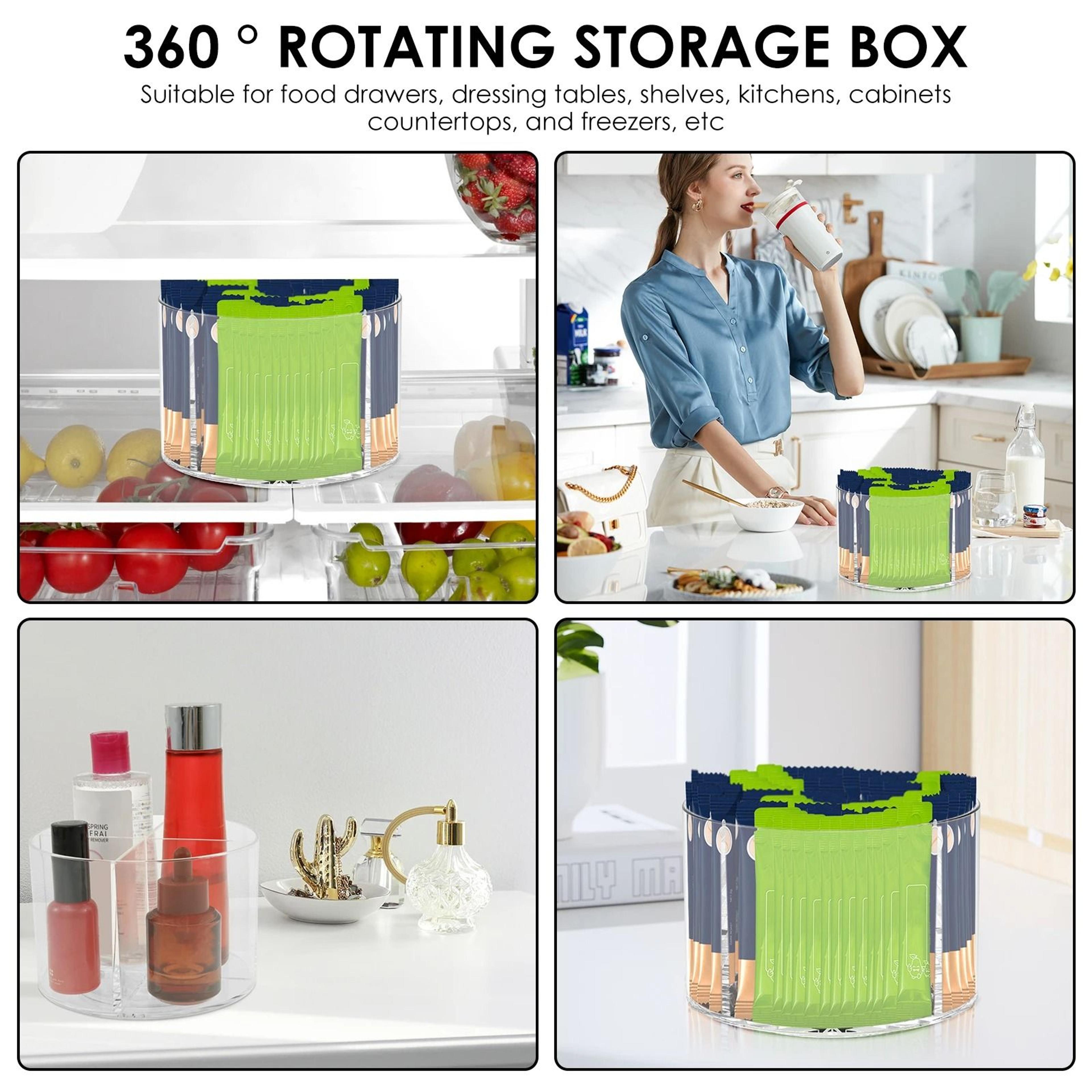 Rotating Spice Rack Tray  Clear 360 Divided Flavor Packet Holder  Multipurpose Kitchen Organizer 5