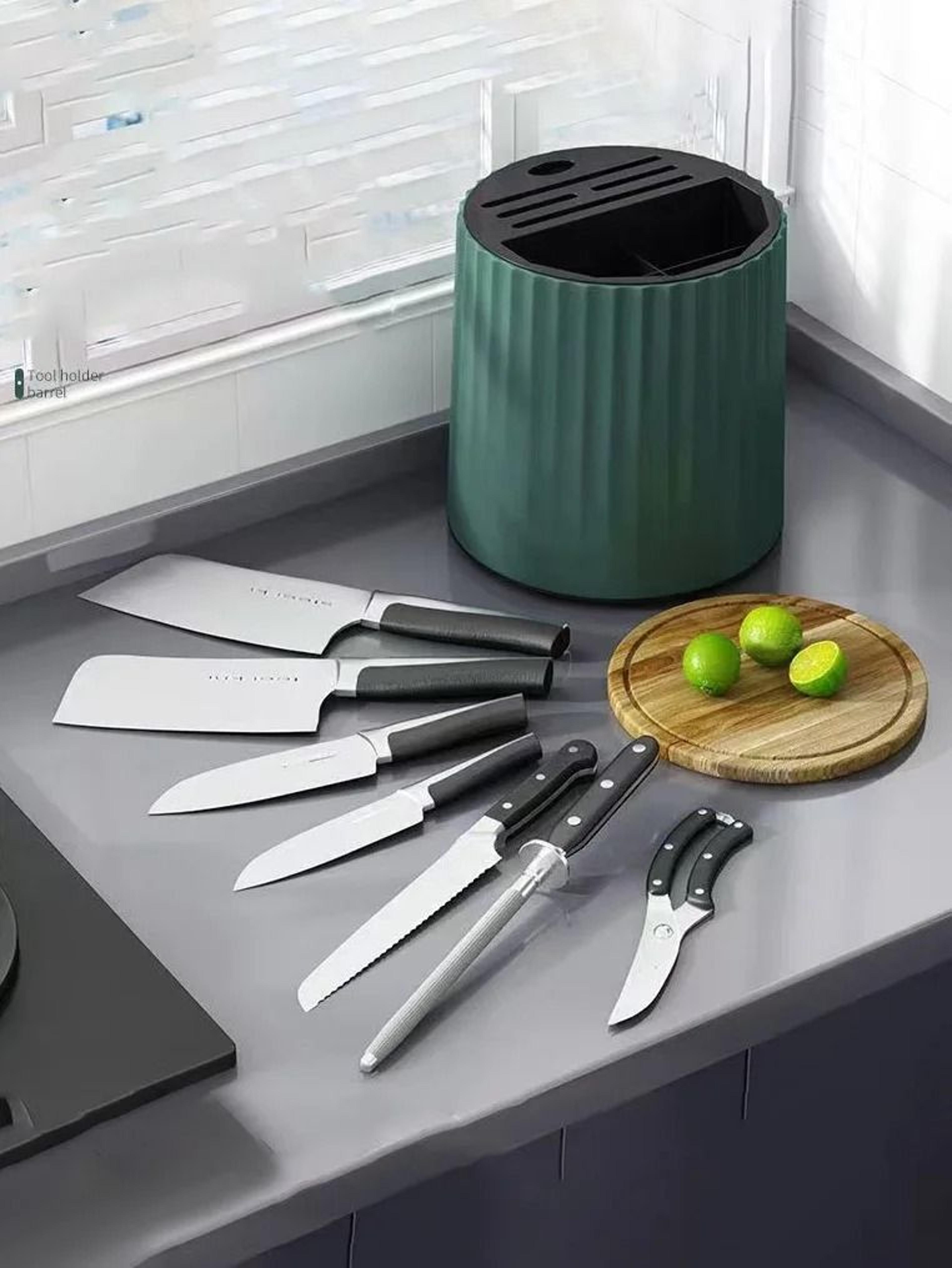 360 Rotating Knife Holder Stand  Multifunctional Kitchen Utensil Storage Tank  Cutlery Organizer 3