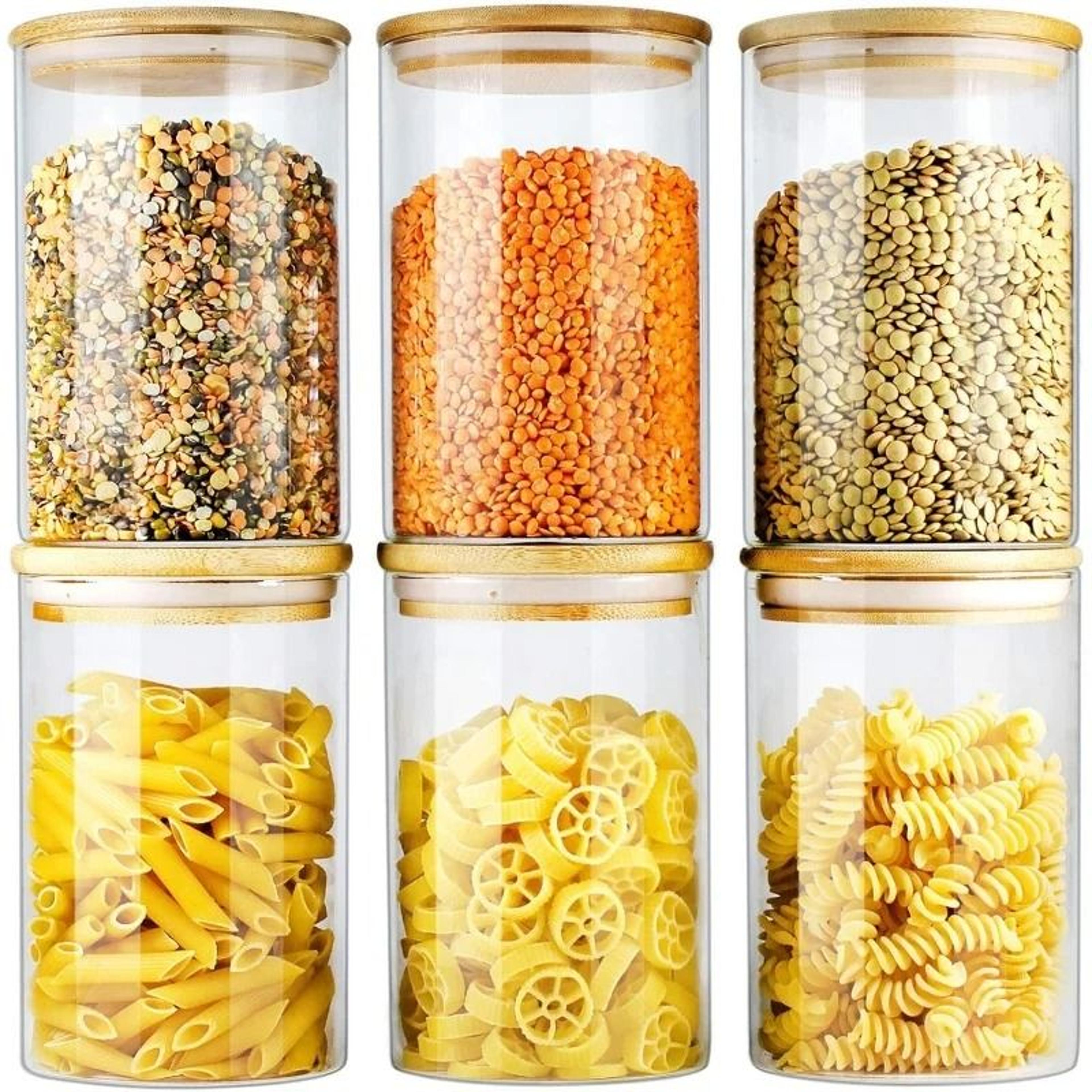 Glass Food Storage Jar Set  Airtight Kitchen Containers With EcoFriendly Bamboo Lids 7