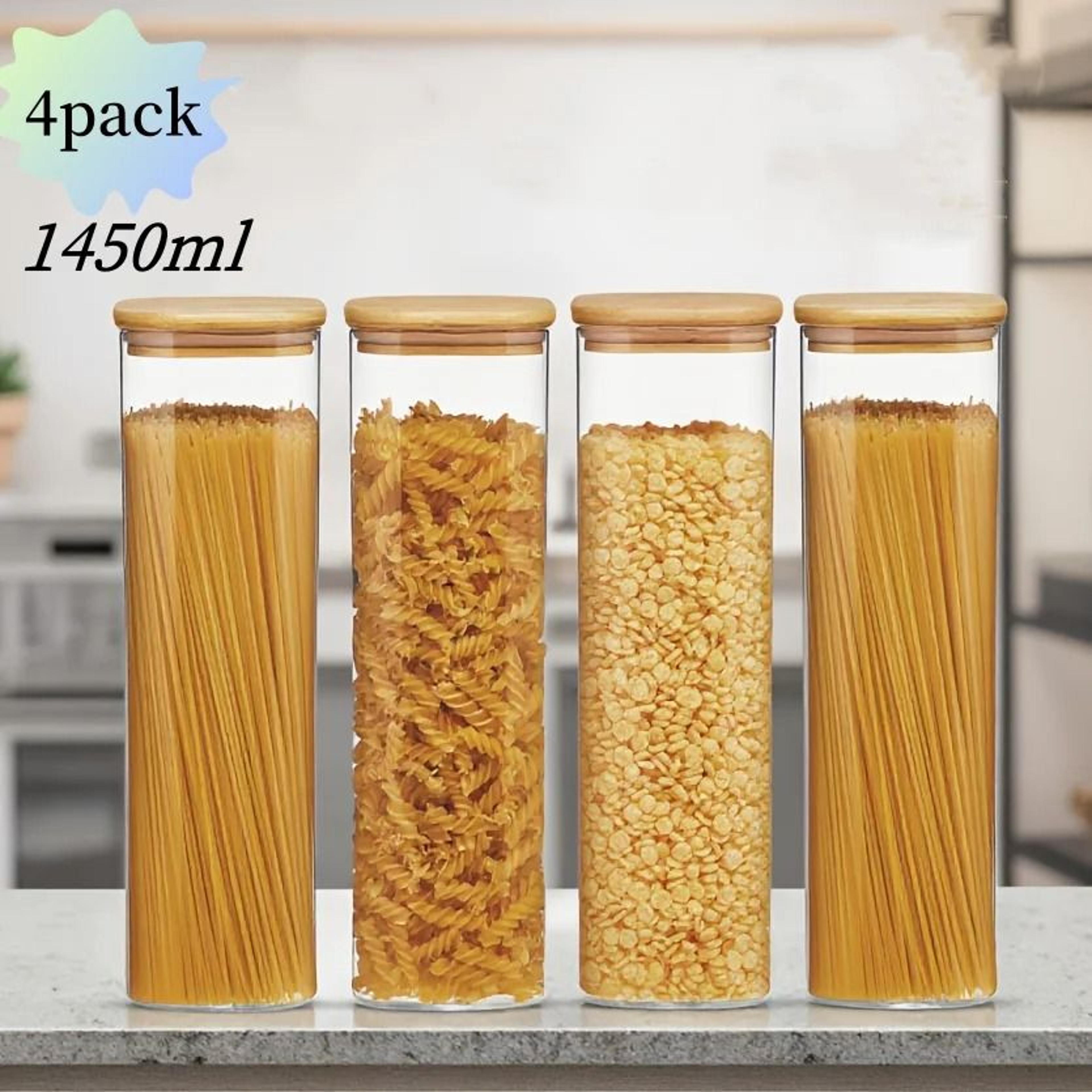 Square Glass Sealed Jars  Airtight Kitchen Storage Containers With EcoFriendly Bamboo Lids 17