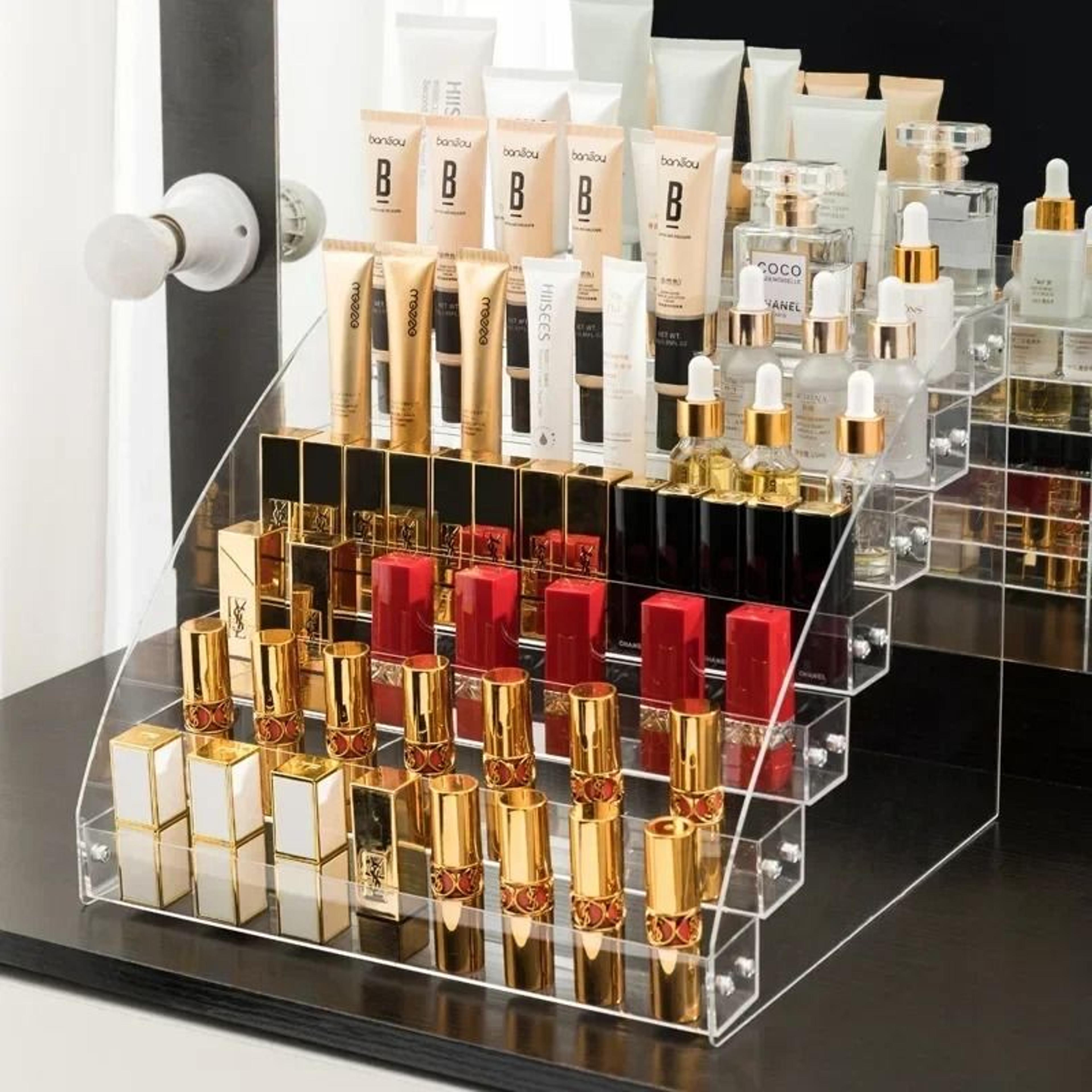 Clear Acrylic Nail Polish Gel Display Stand  MultiLayer Plastic Storage Rack With PullOut Drawer 1
