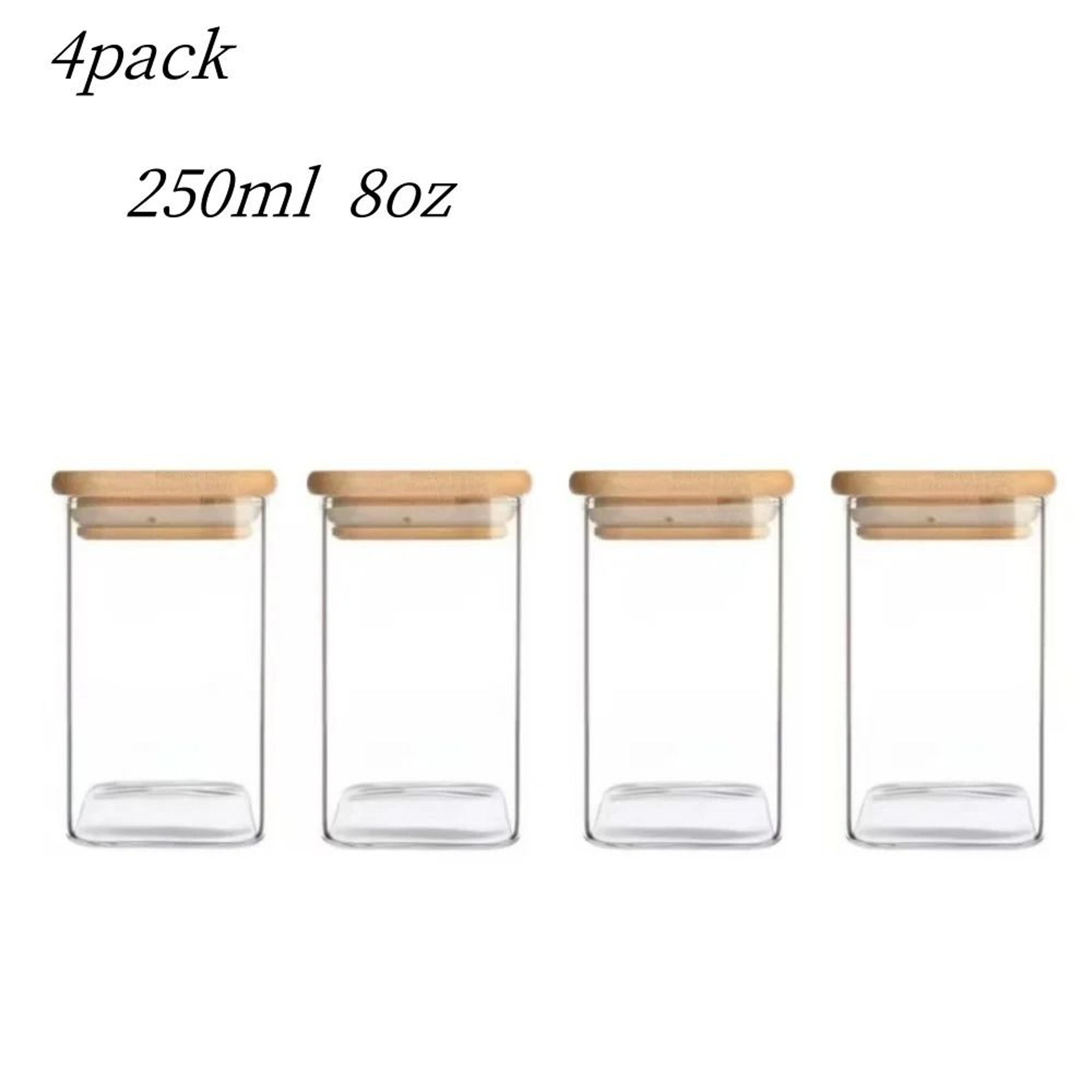 Square WideMouth Food Storage Containers  Stackable Sealed Glass Spice Jar Set  Coffee Bean Contain 8