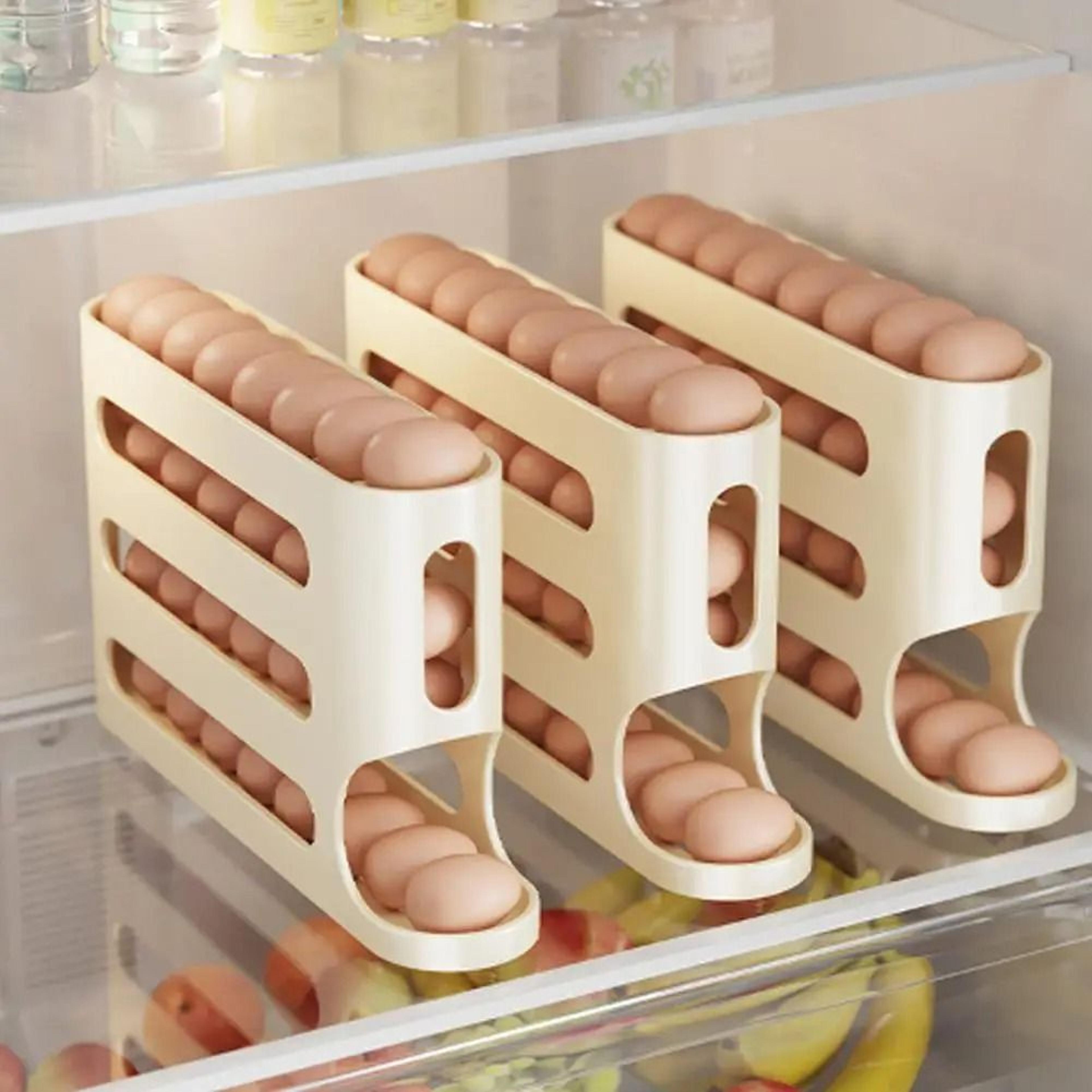 4Tier Automatic Rolling Egg Holder Rack  Fridge GravityFed Storage Box Dispenser  Refrigerator Kitc 2