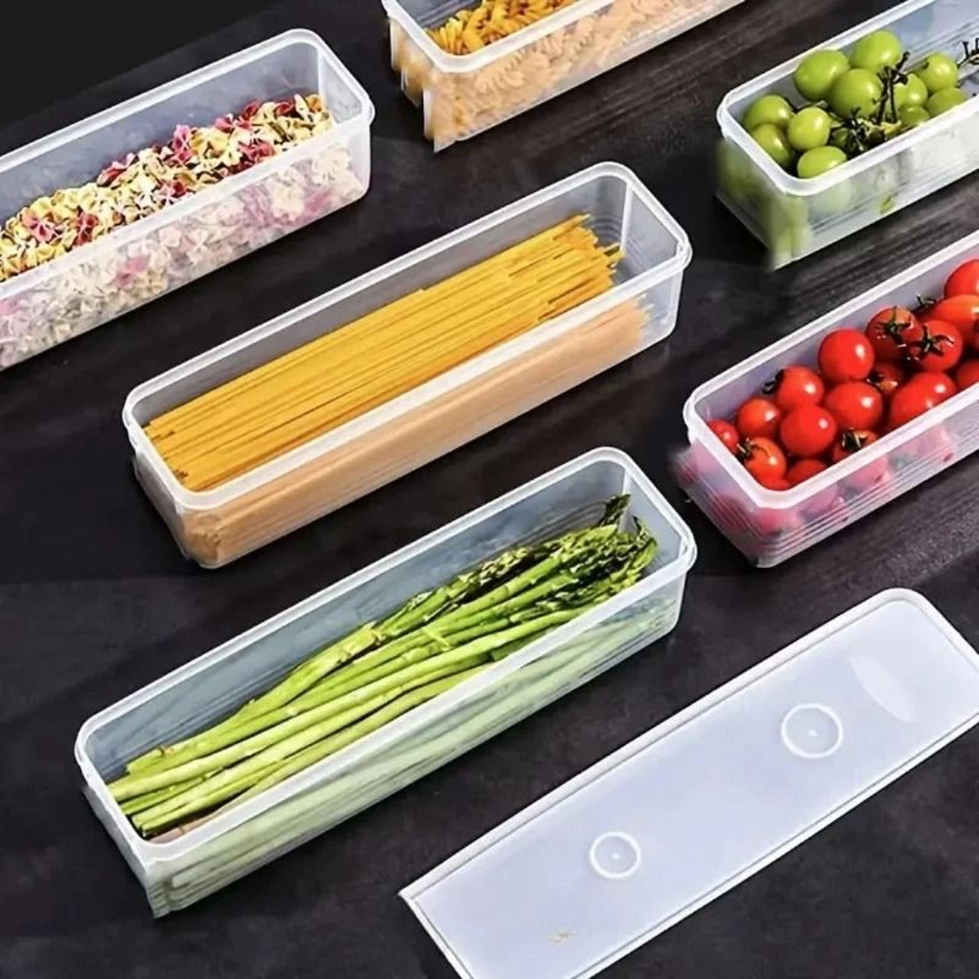 4Piece Long Food Storage Containers  Refrigerator Stackable Ingredient Organizer Box Set 3