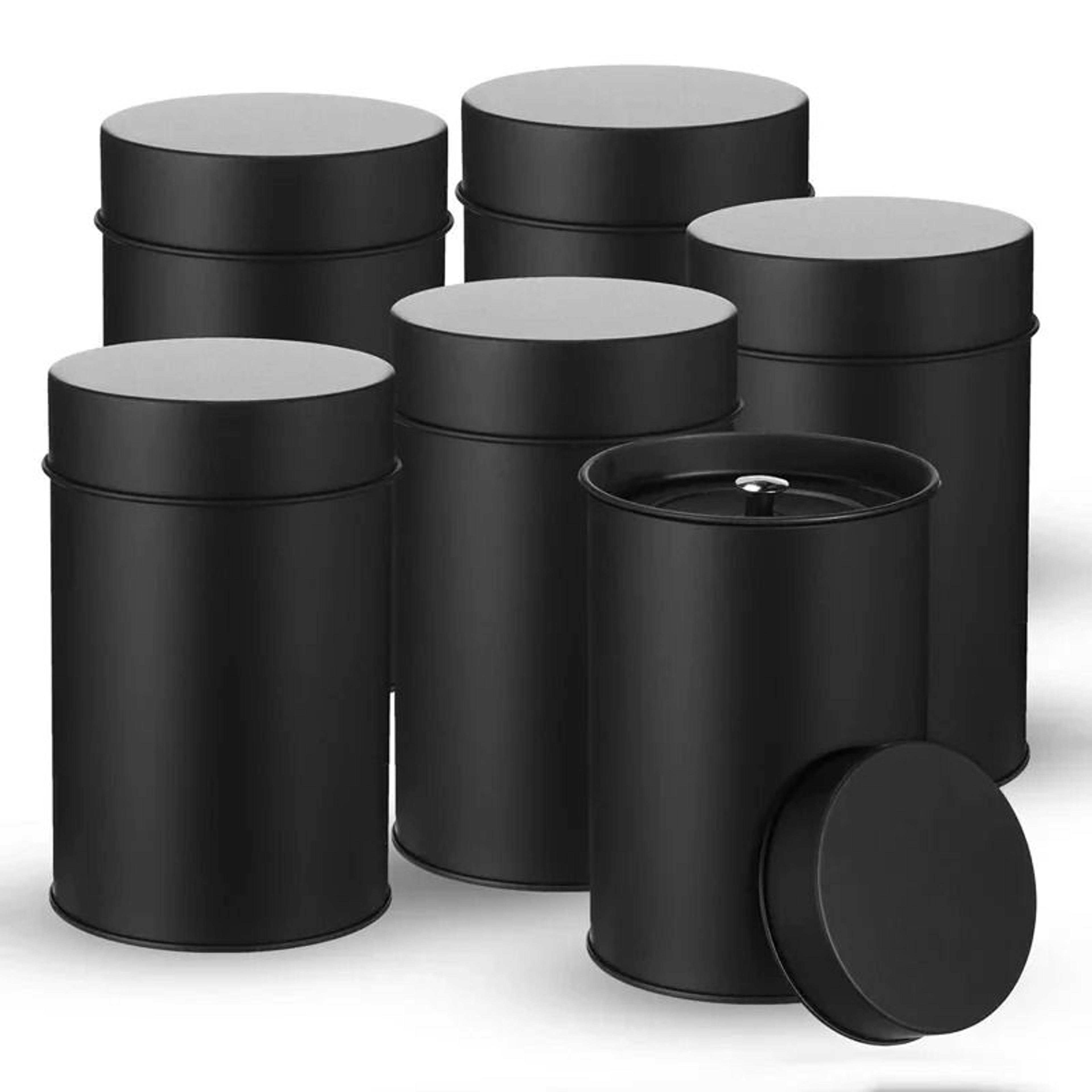 16 oz round tea box for loose tea – double seal tin canister with lid for coffee & sugar