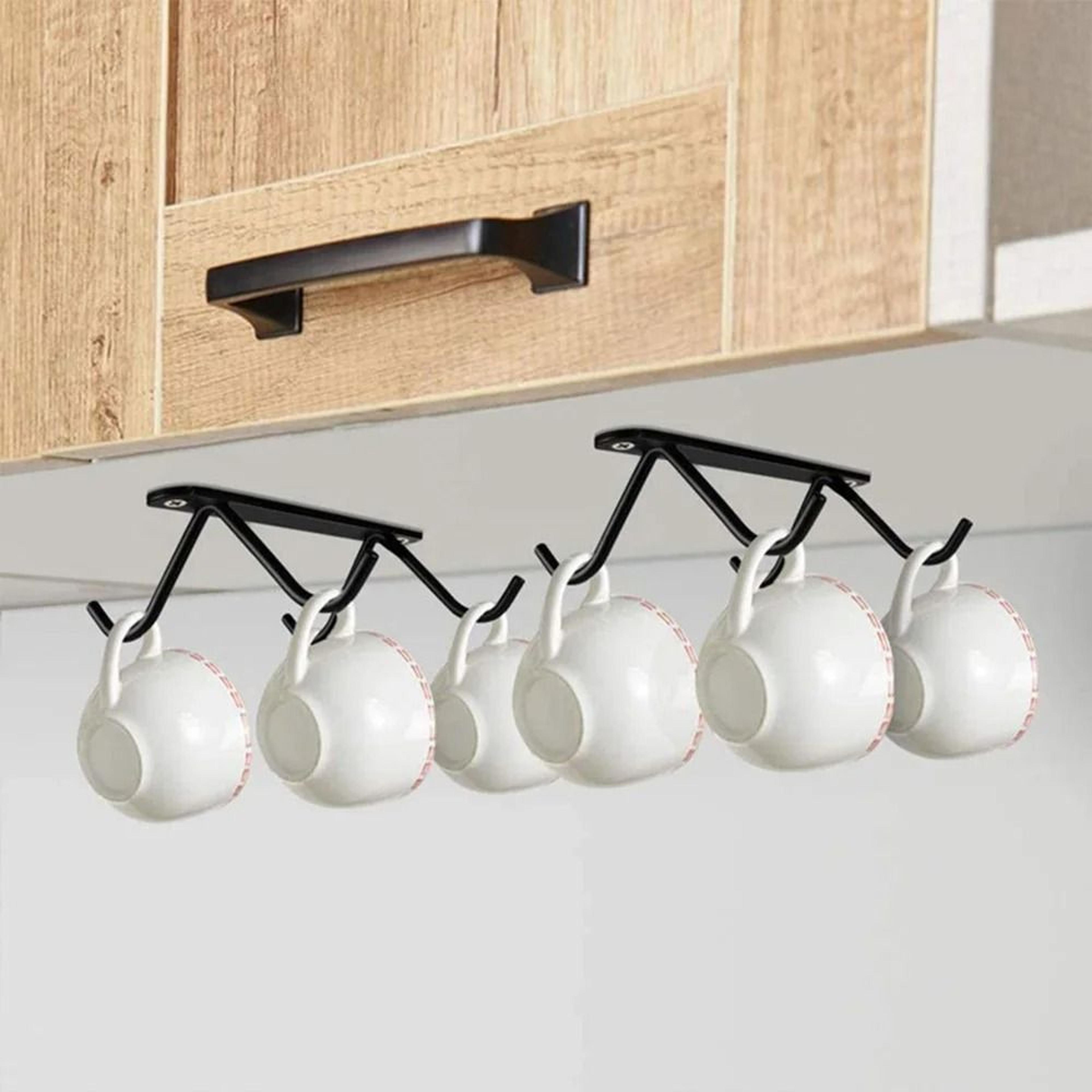 UnderCabinet Coffee Cup Holder  Kitchen Mug Hanger Hook  Stemware Storage Rack 2
