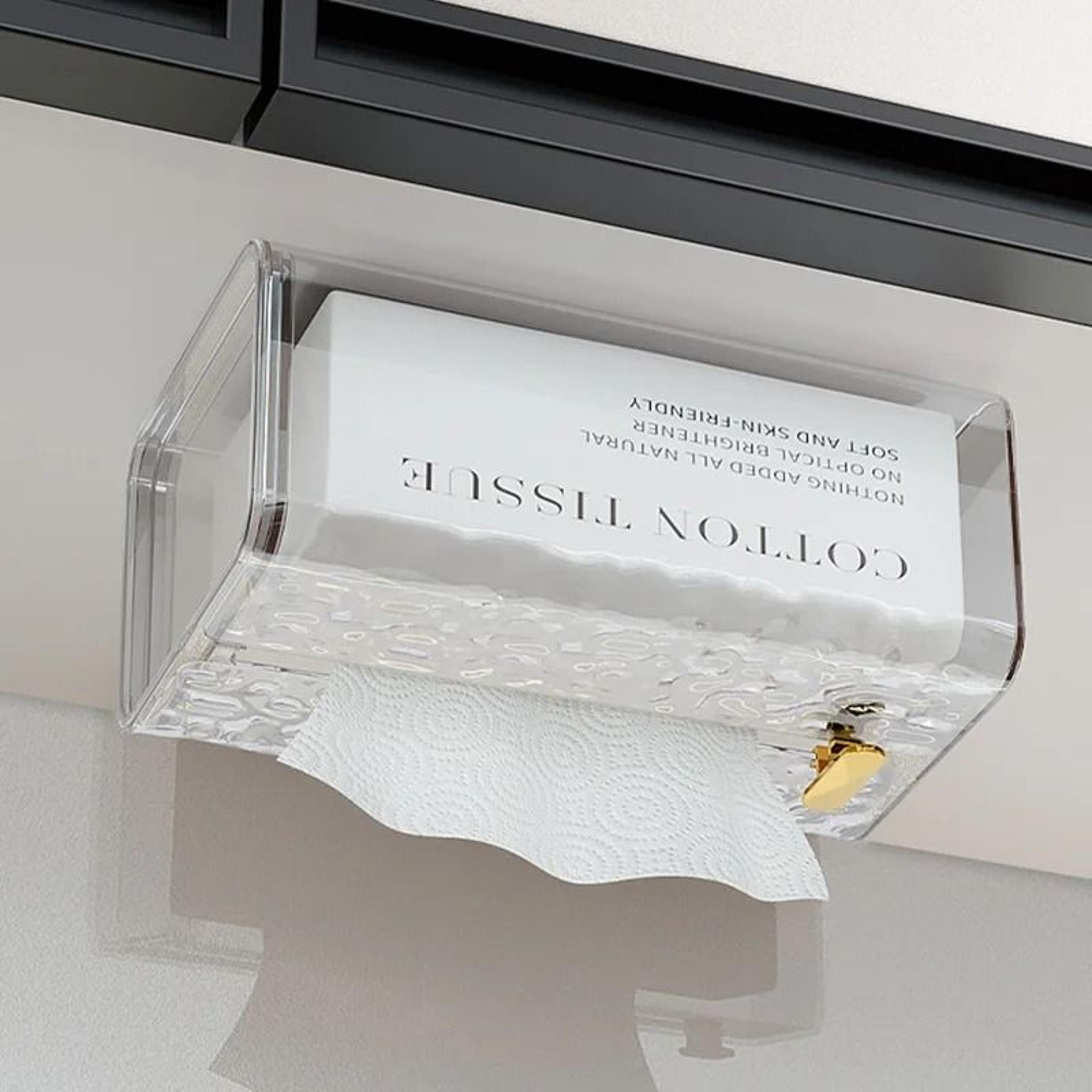 Multipurpose Transparent Tissue Box  Rectangular WallMounted Toilet Paper Case  Desktop Napkin Orga 4