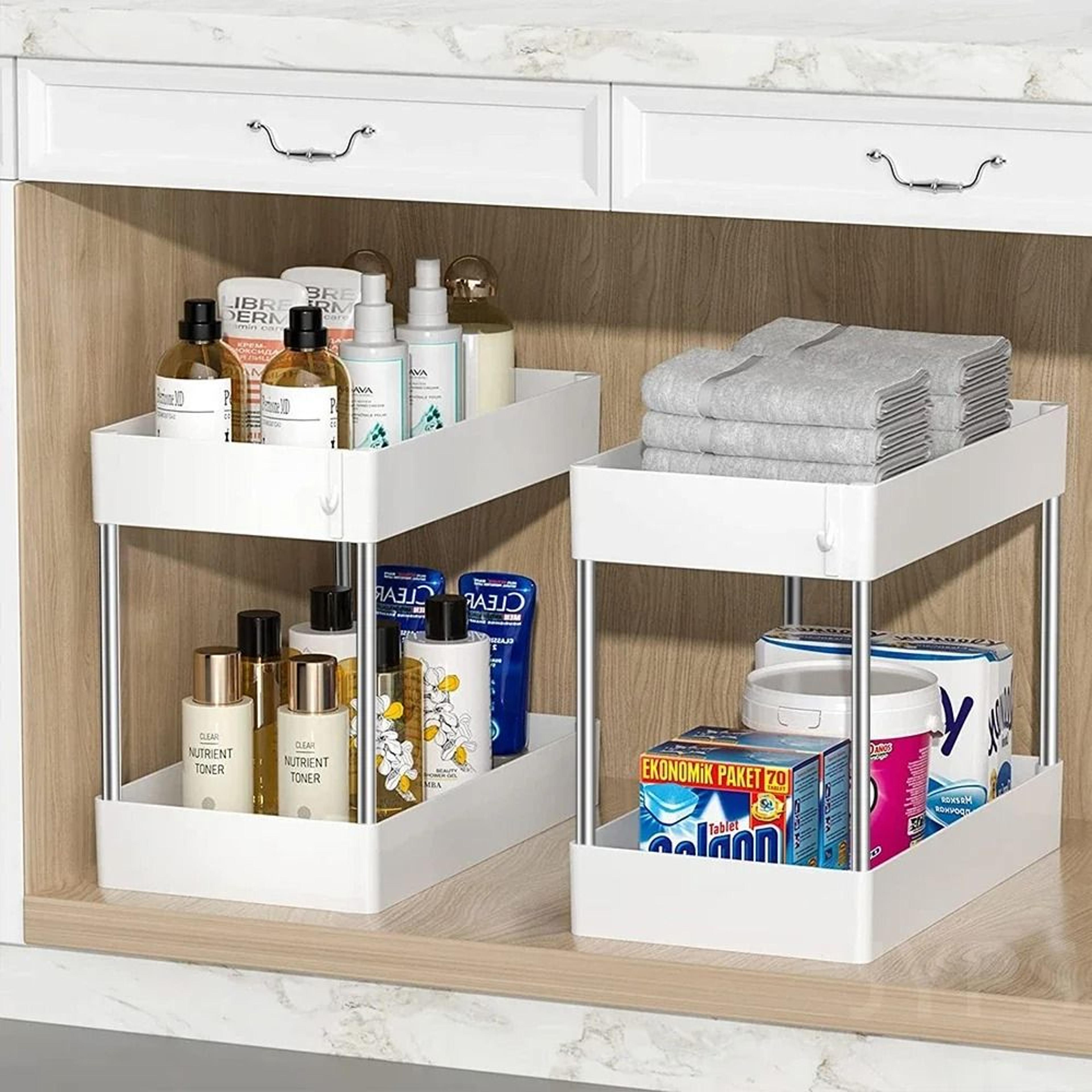 2Tier Under Sink Organizer  Multipurpose Kitchen Cabinet Storage Rack  Bathroom Vanity Organizer 0