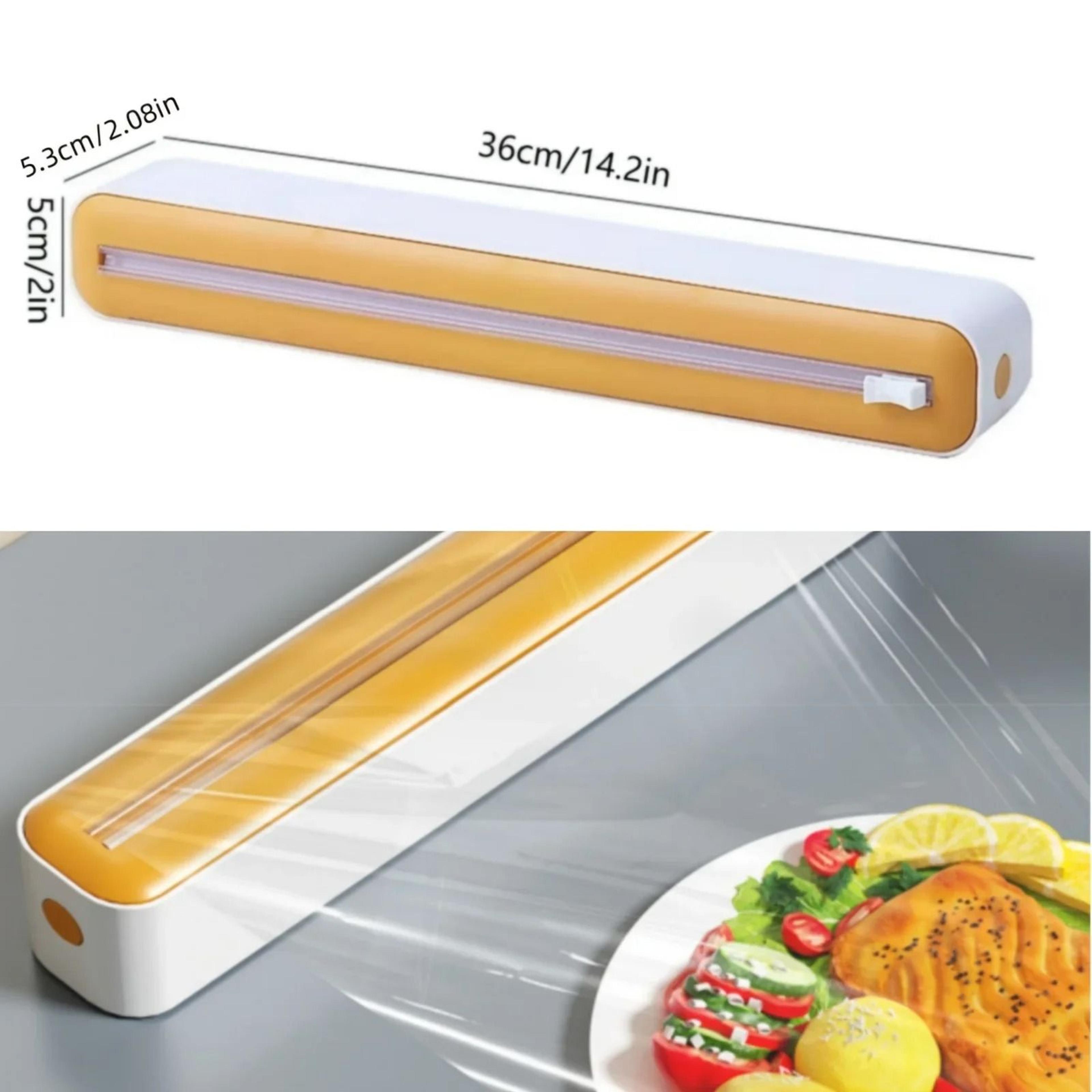 2in1 Plastic Wrap  Foil Dispenser With Slide Cutter  Durable Kitchen Drawer  Countertop Organizer 2
