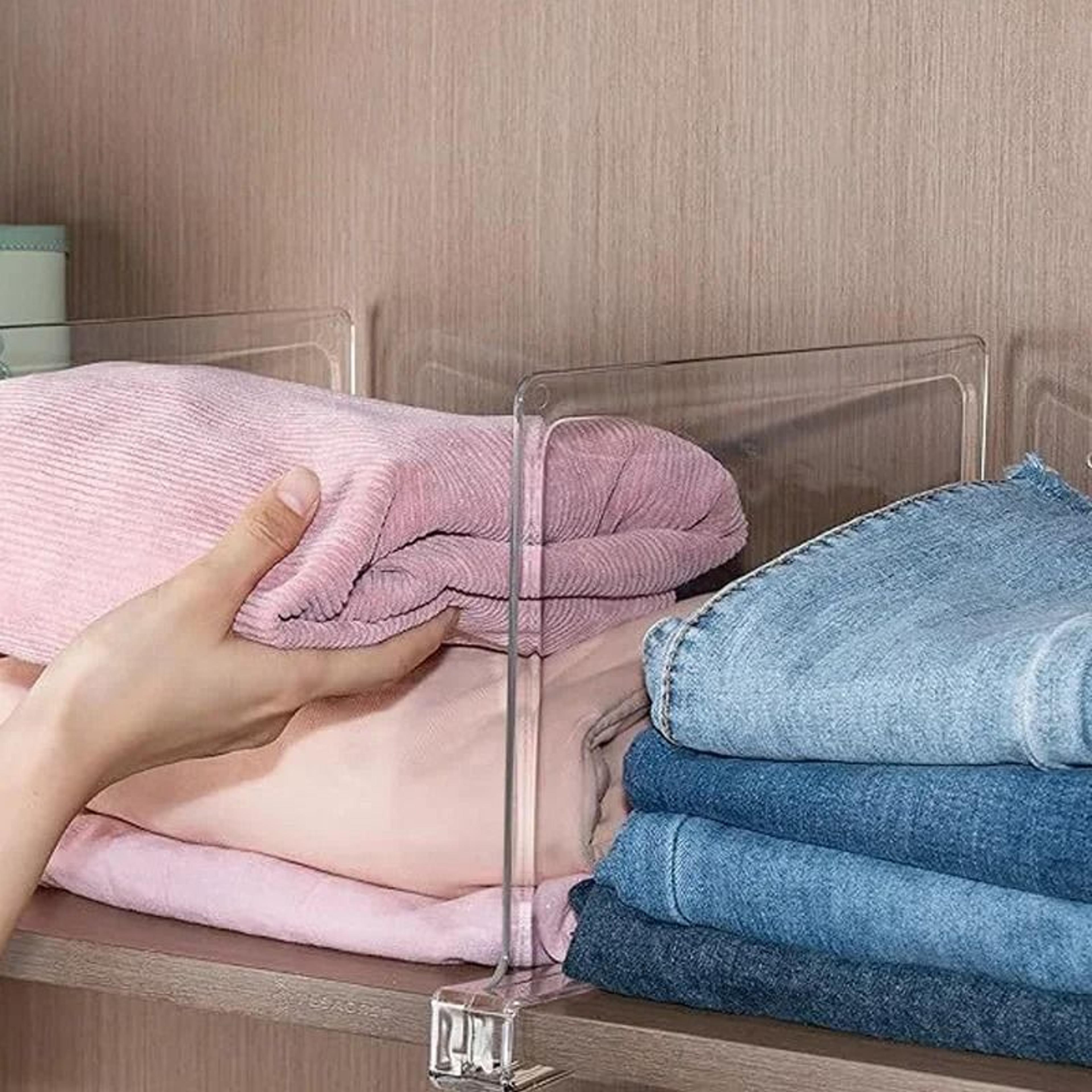 Transparent Closet Shelf Divider And Wardrobe Organizer Baffle Set 2