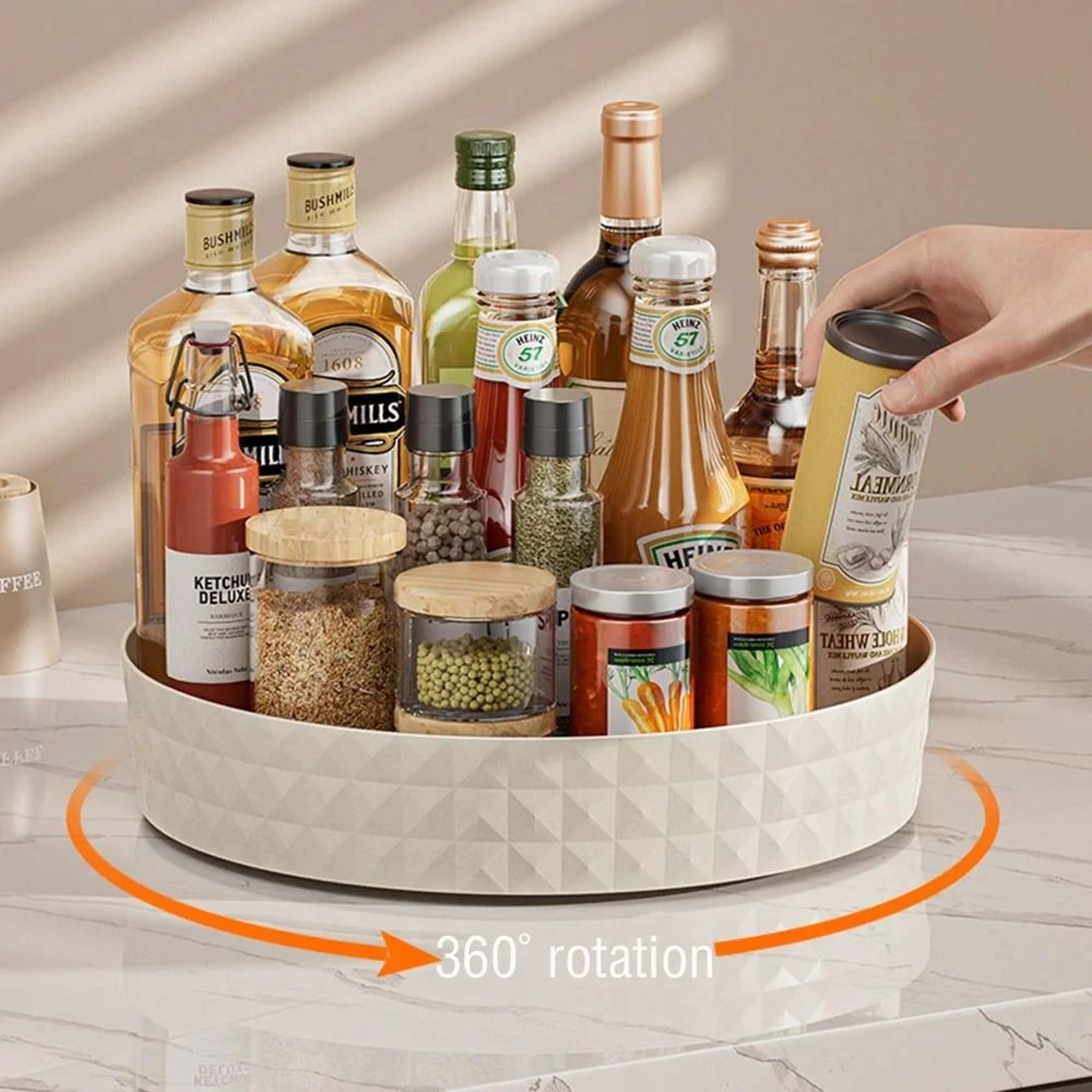 360 rotating non-slip spice rack & cosmetic storage turntable