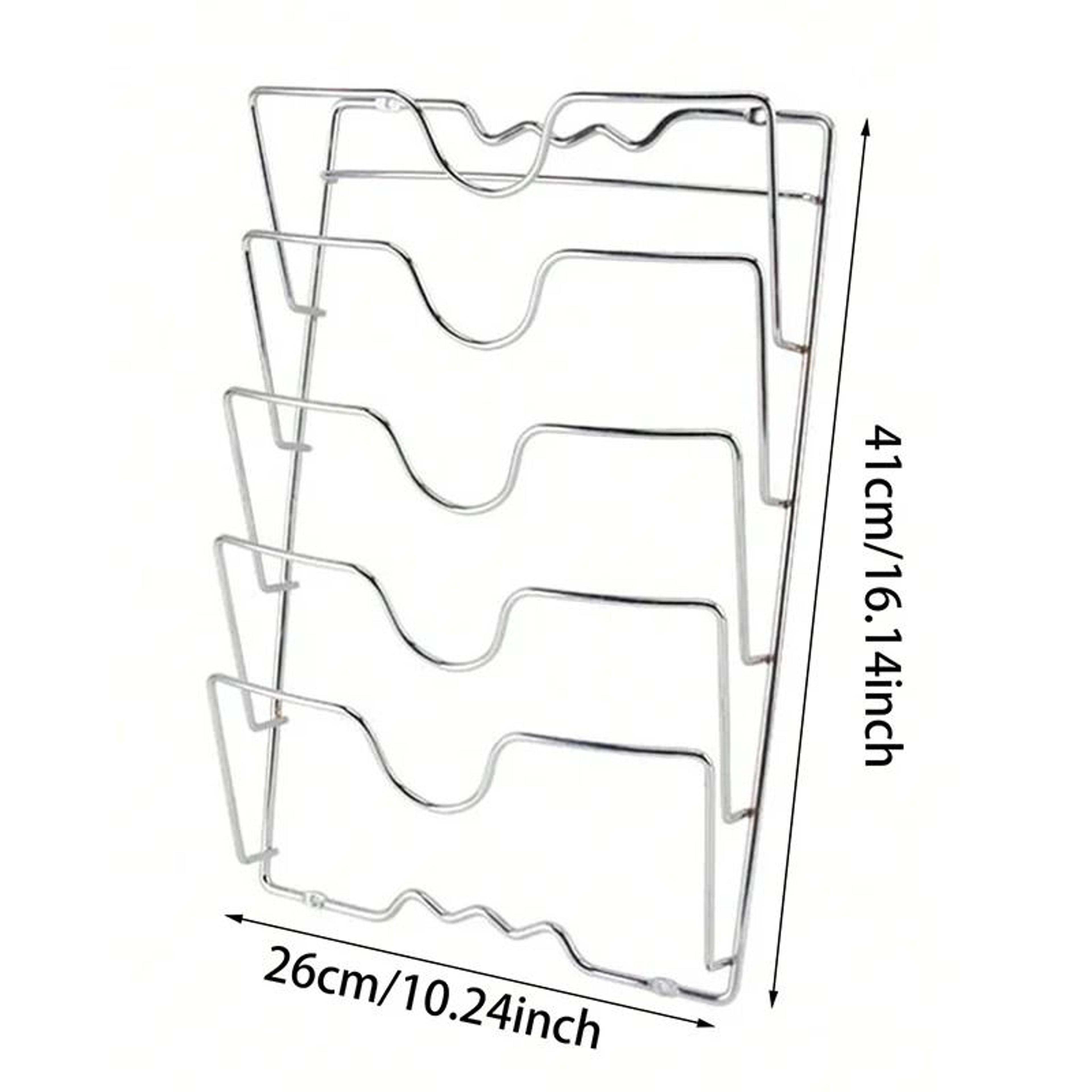 WallMounted 5Layer Metal Pot Lid Organizer  Cookware Rack 6