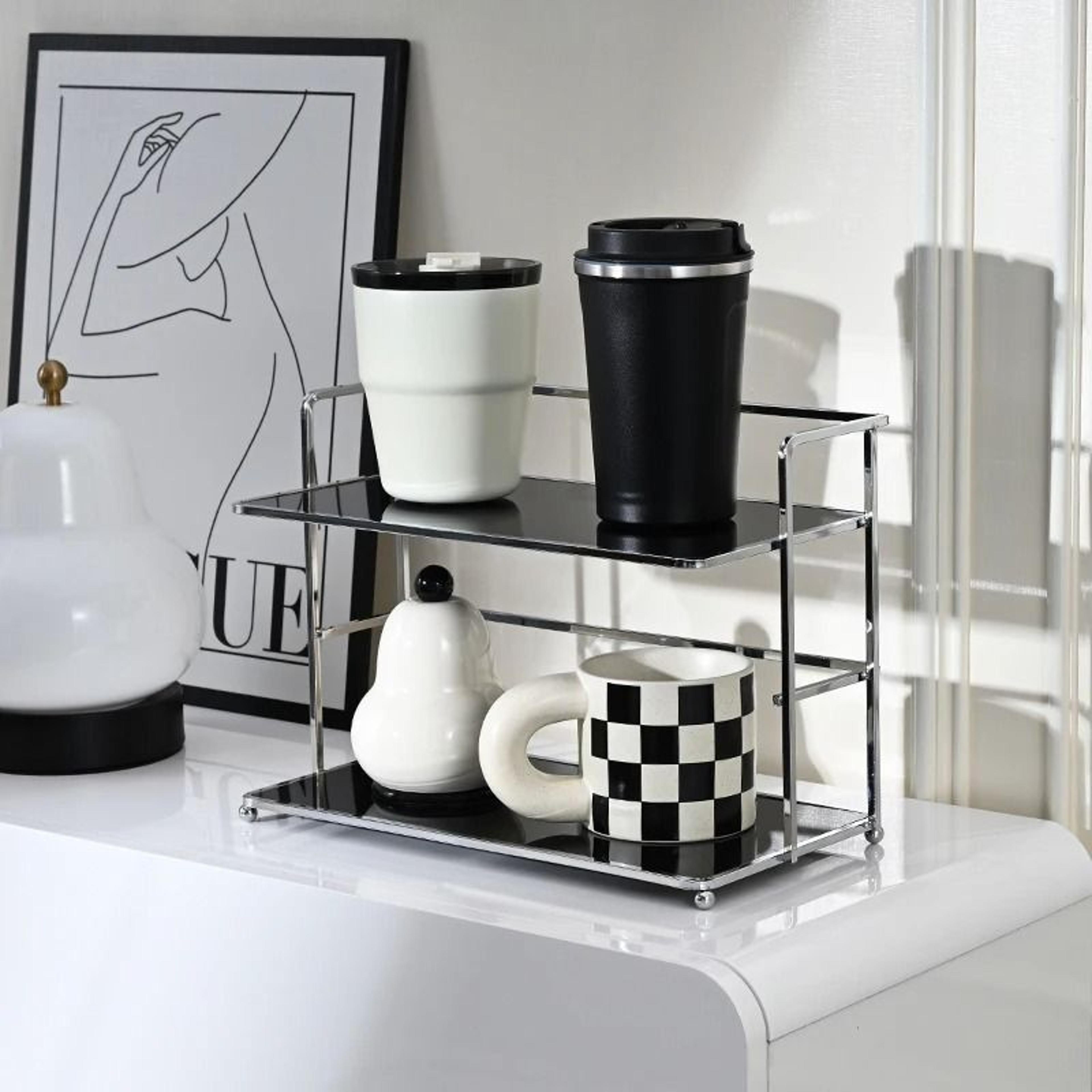 Premium DoubleLayer Acrylic Desktop Storage Rack  MultiFunctional Cup Organizer 4