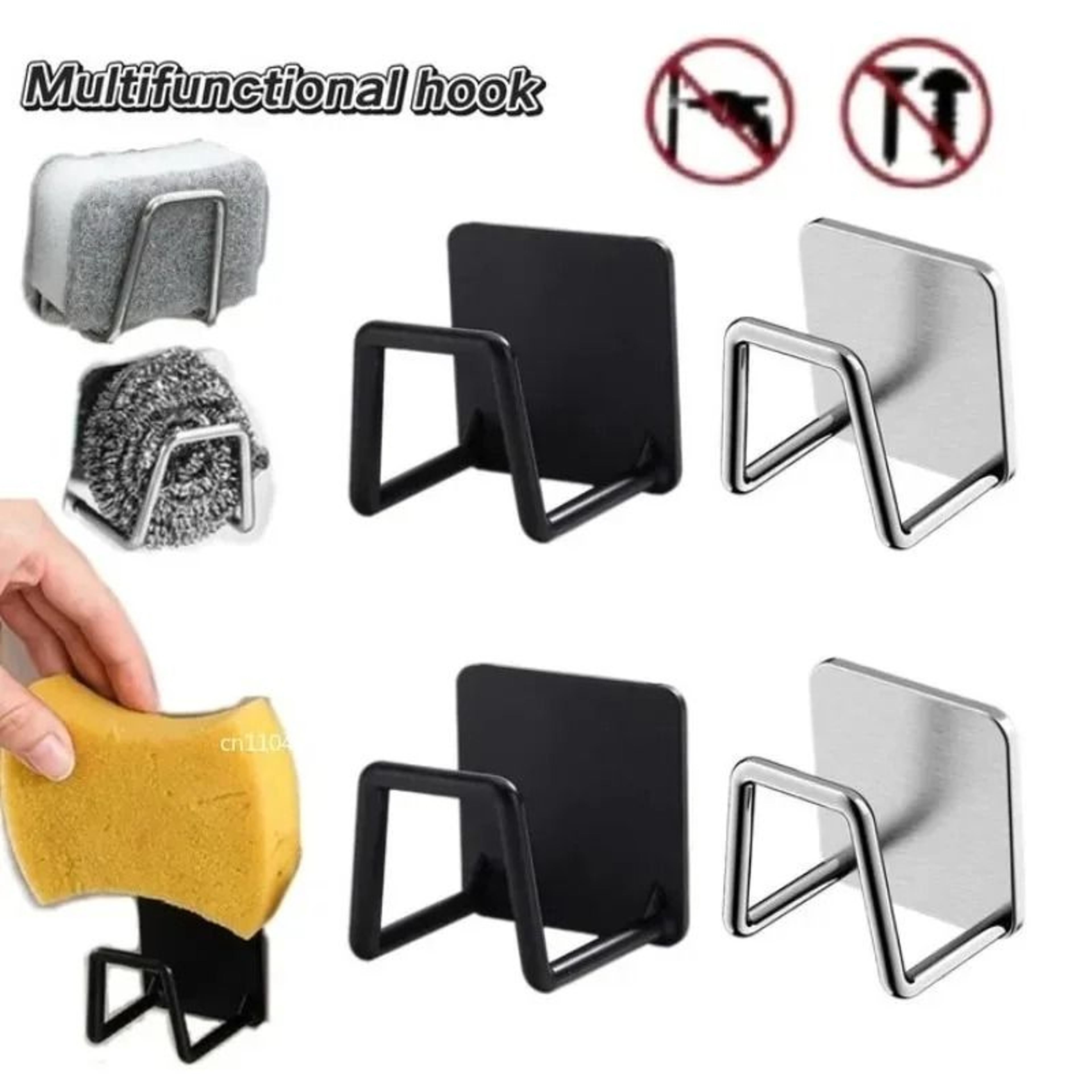 Stainless Steel Sink Sponge Rack  Adhesive Draining Holder 5