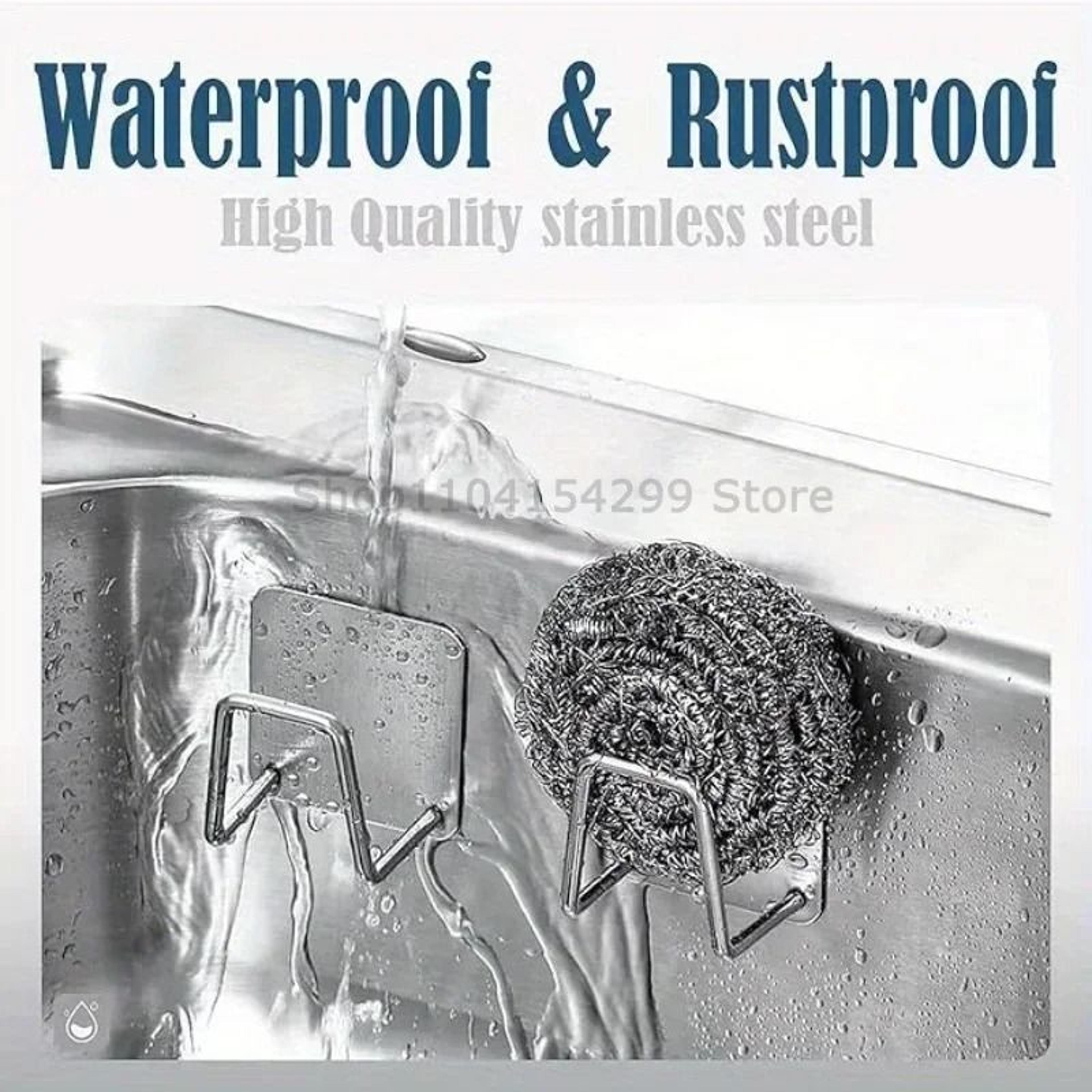 Kitchen Sponges Holder  Stainless Steel Adhesive Drain Drying Rack 1