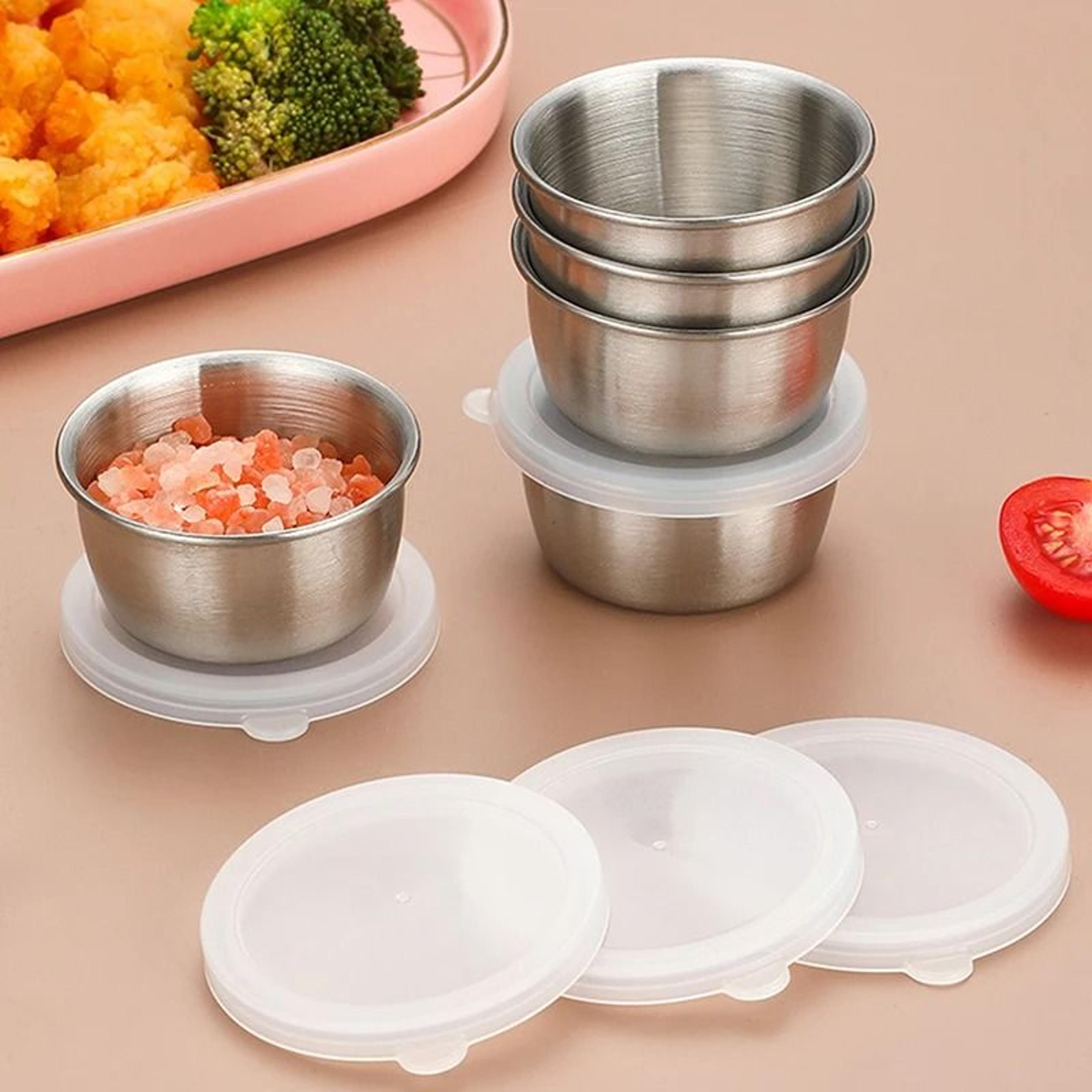 portable stainless steel salad dressing containers & leakproof dipping cups