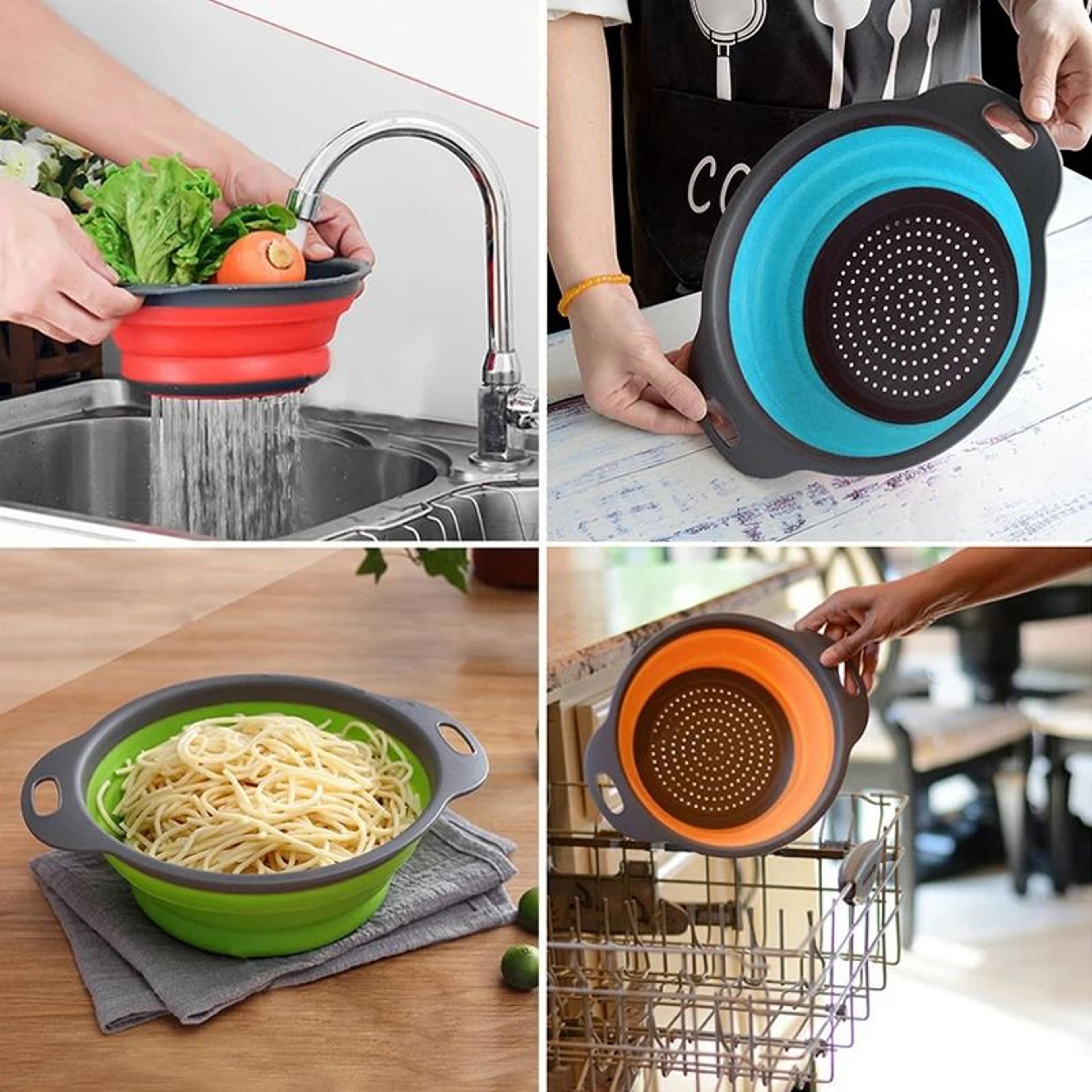 Folding Silicone Drain Basket  Collapsible Kitchen Strainer Colander 5