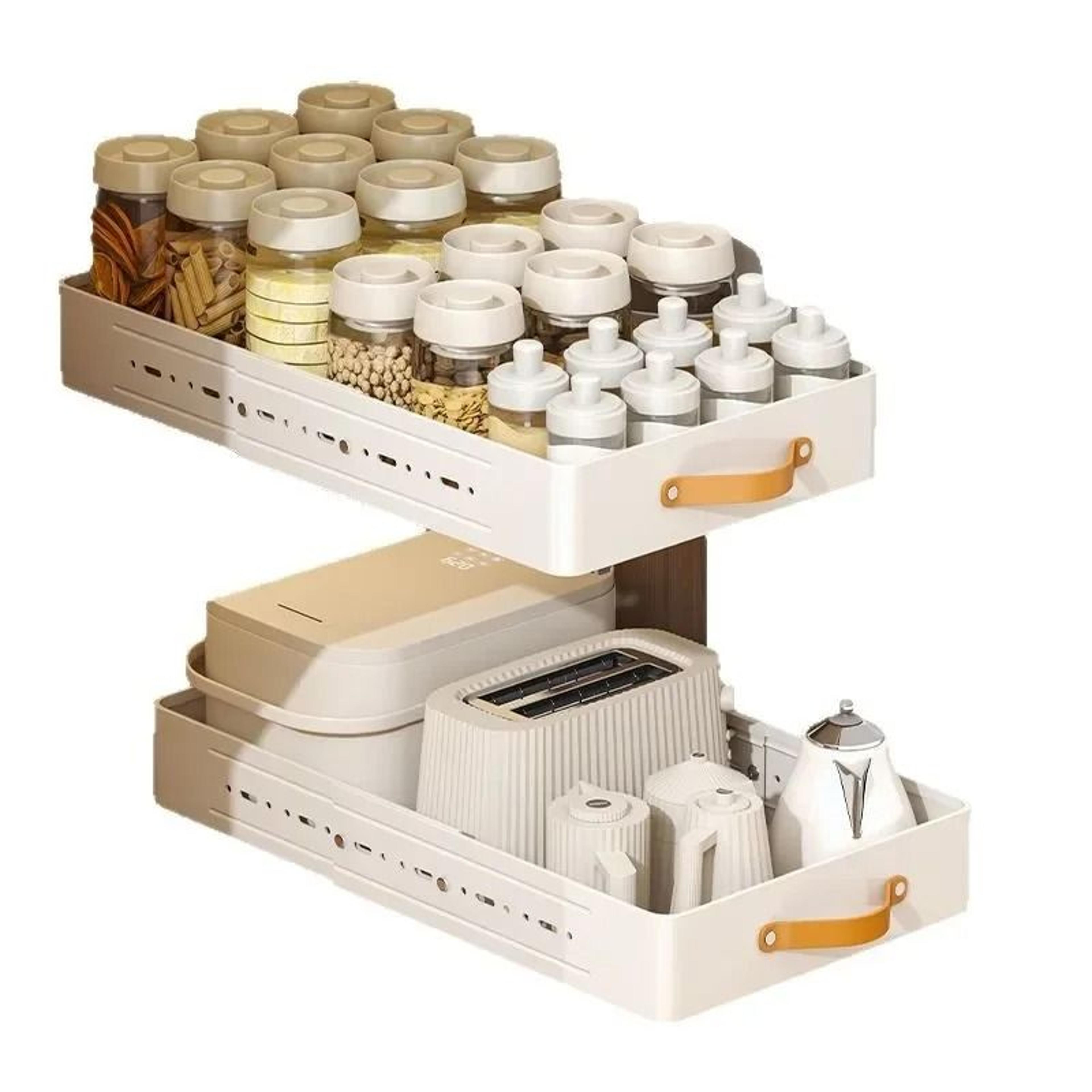 Scalable Kitchen Storage Shelf Organizer With Slide PullOut Drawer Tray 5