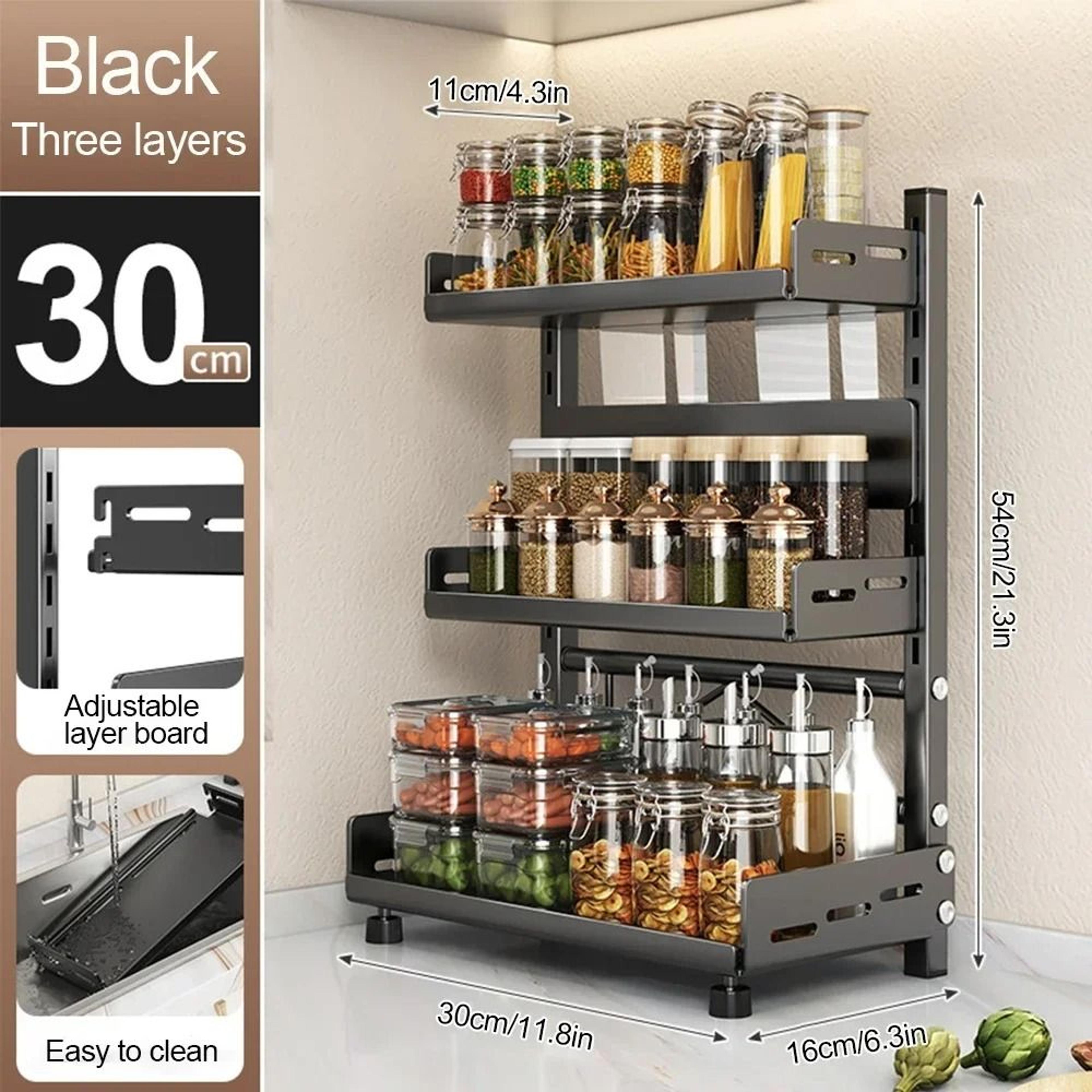 3Tier Adjustable Spice Storage Rack  HeavyDuty Countertop Metal Shelf 6