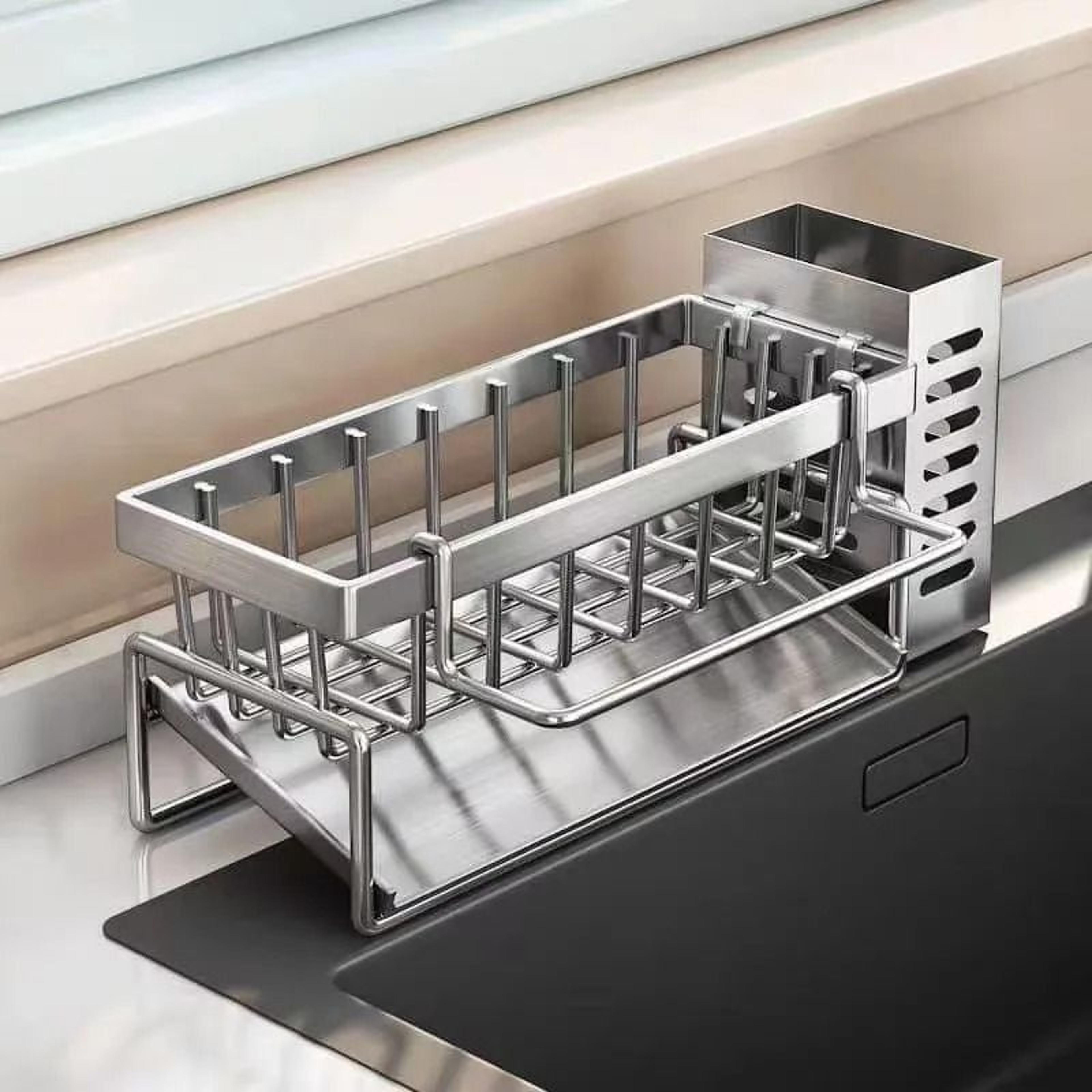 Sink Cleaning Tools Storage Rack Kitchen Multifunctional Stainless Steel Drain Rack 7