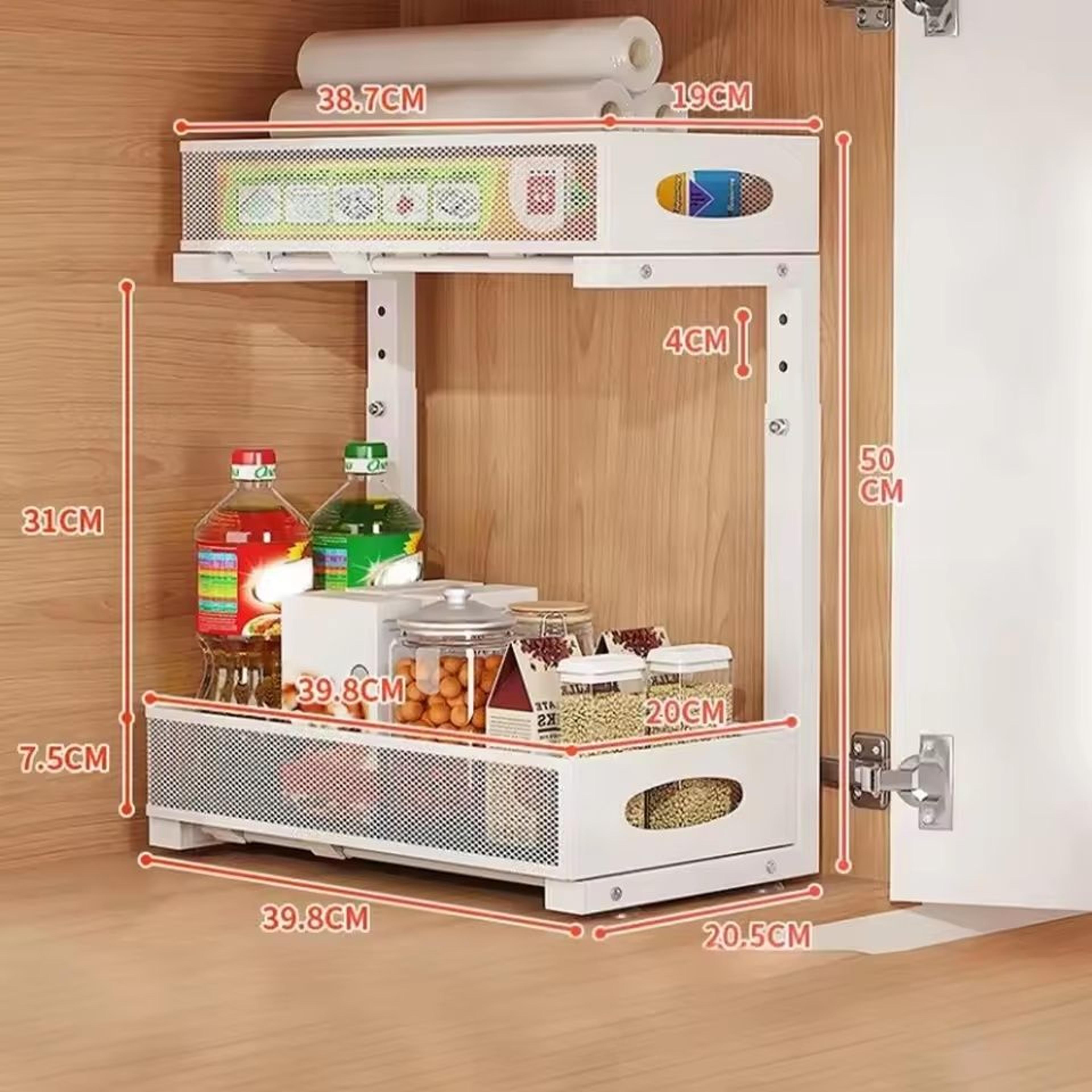 2Tier Adjustable Height UnderSink PullOut Cabinet Organizer 3